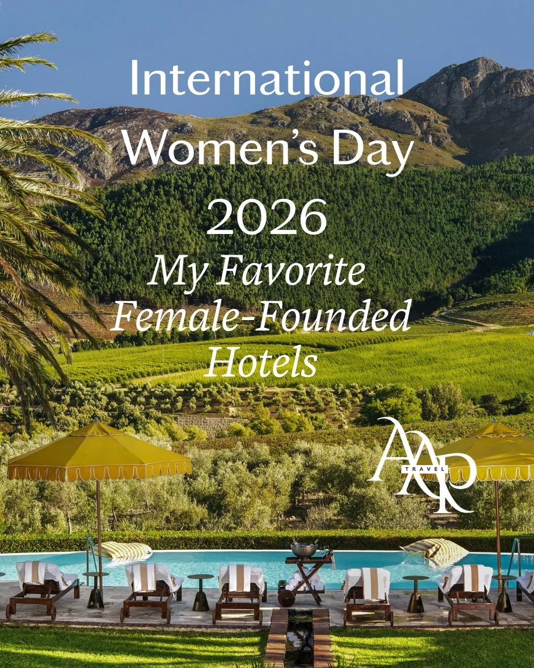 Today is International Women's Day. Behind some of the world's most exceptional hotels is a woman who poured her heart, soul and genius into it. These aren't just beautiful properties; they're a different philosophy of hospitality. What I see from fe