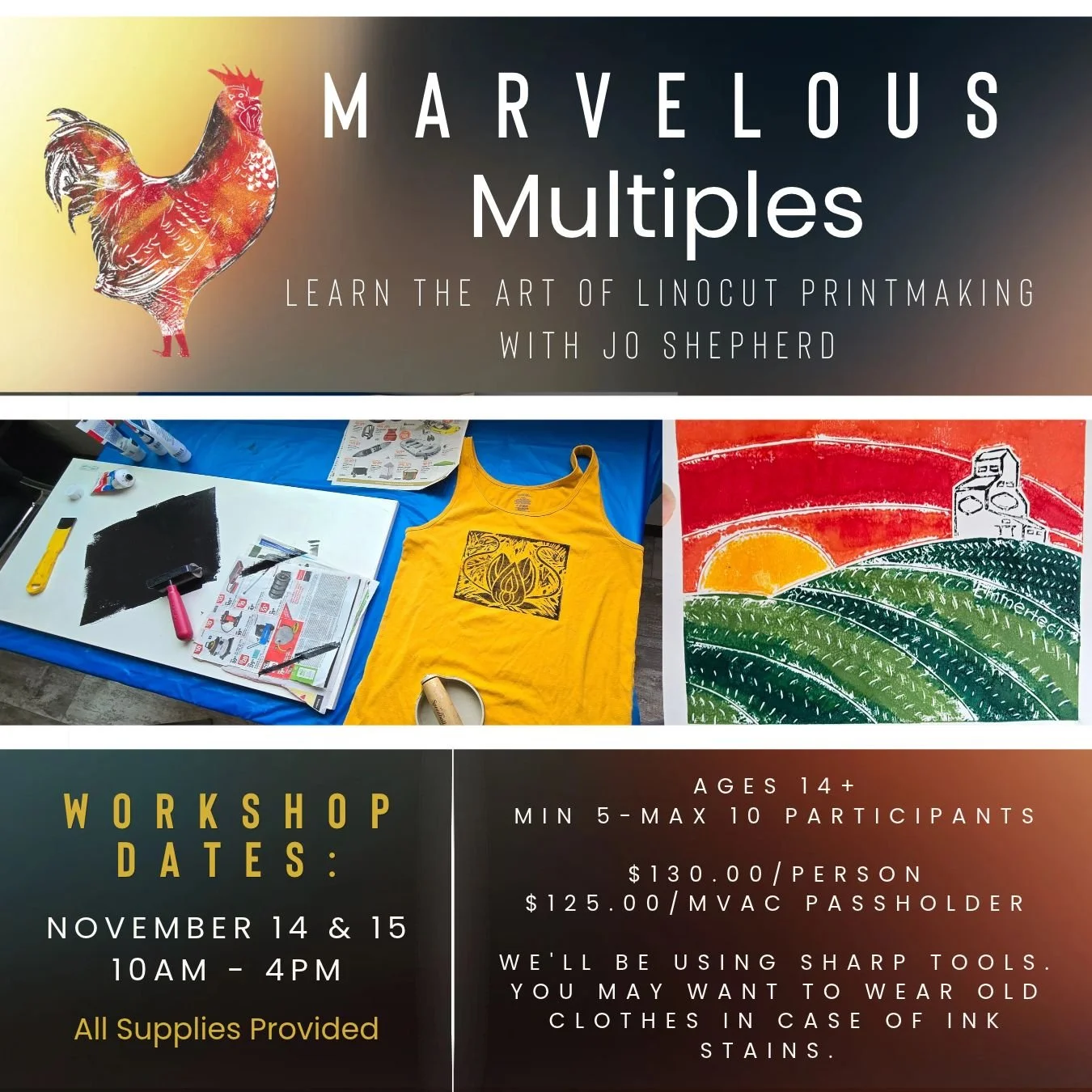 Marvelous Multiples: Learn the Art of Linocut Printmaking with Jo Shepherd