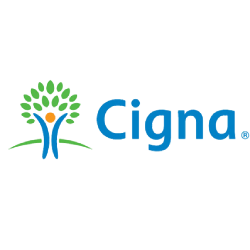Cigna logo featuring a stylized tree with green leaves and a blue trunk, alongside the word 'Cigna' in blue text.