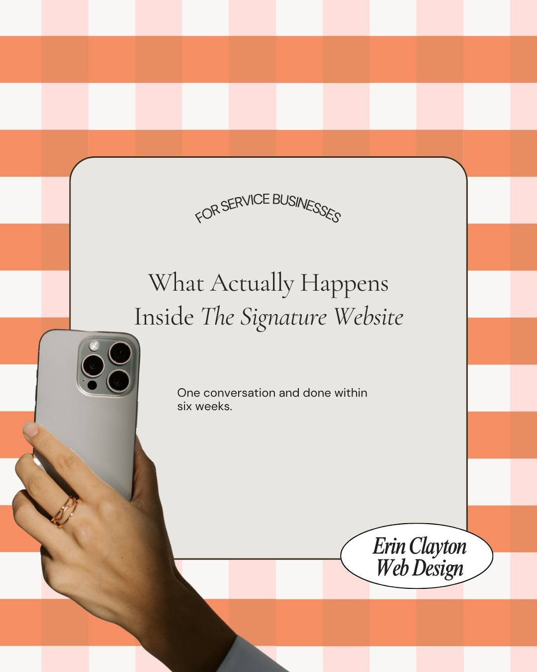 This is what it looks like every time someone new books the Signature Website.

Not a template. Not a checklist that gets recycled between clients. An actual process built around one person's business, one conversation at a time.

Here's how it works