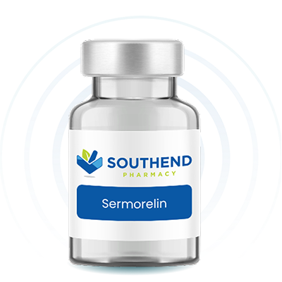 Bottle of Sermorelin medication from Southend Pharmacy