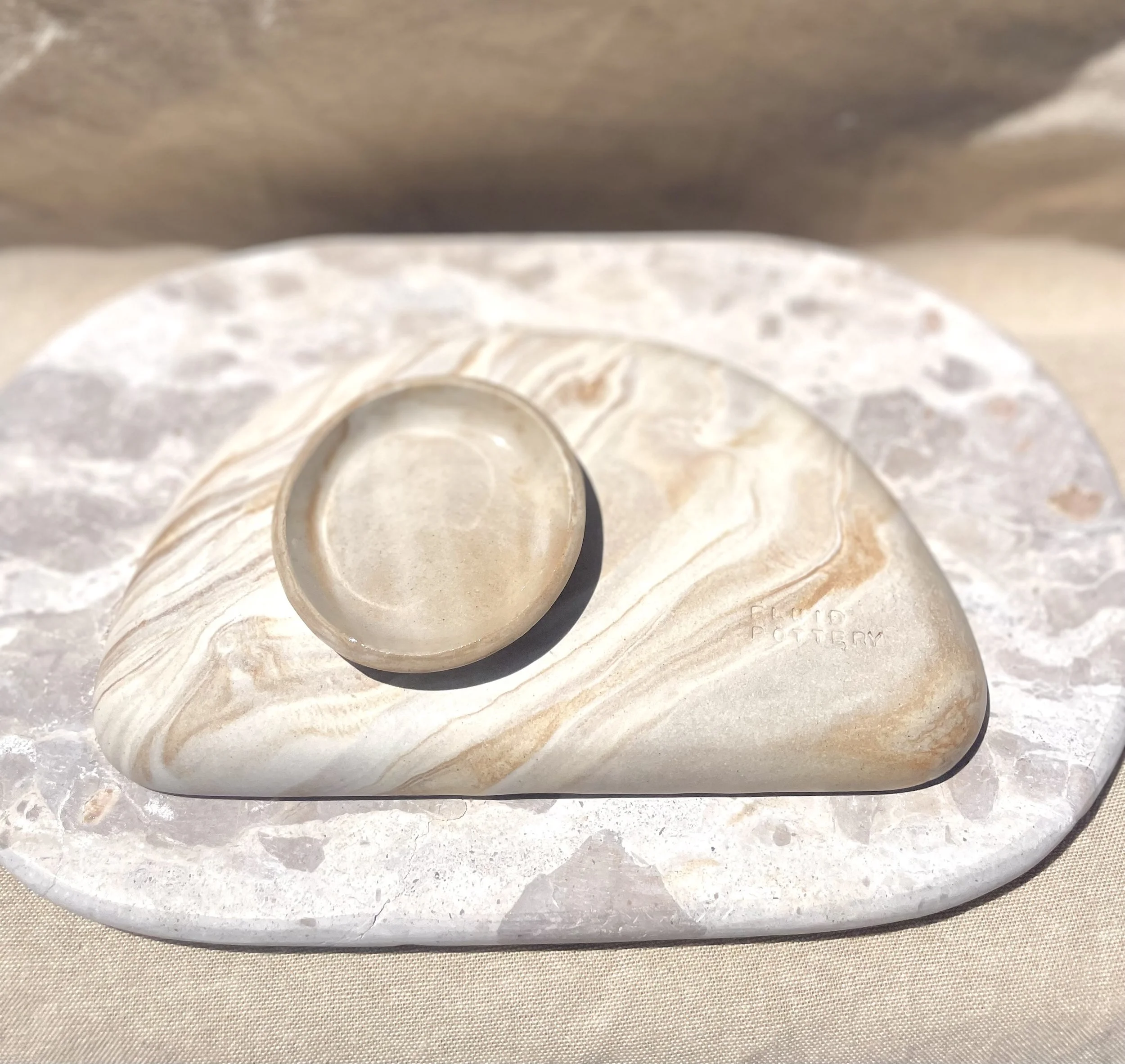 Marble Semi-Circle Platter Set