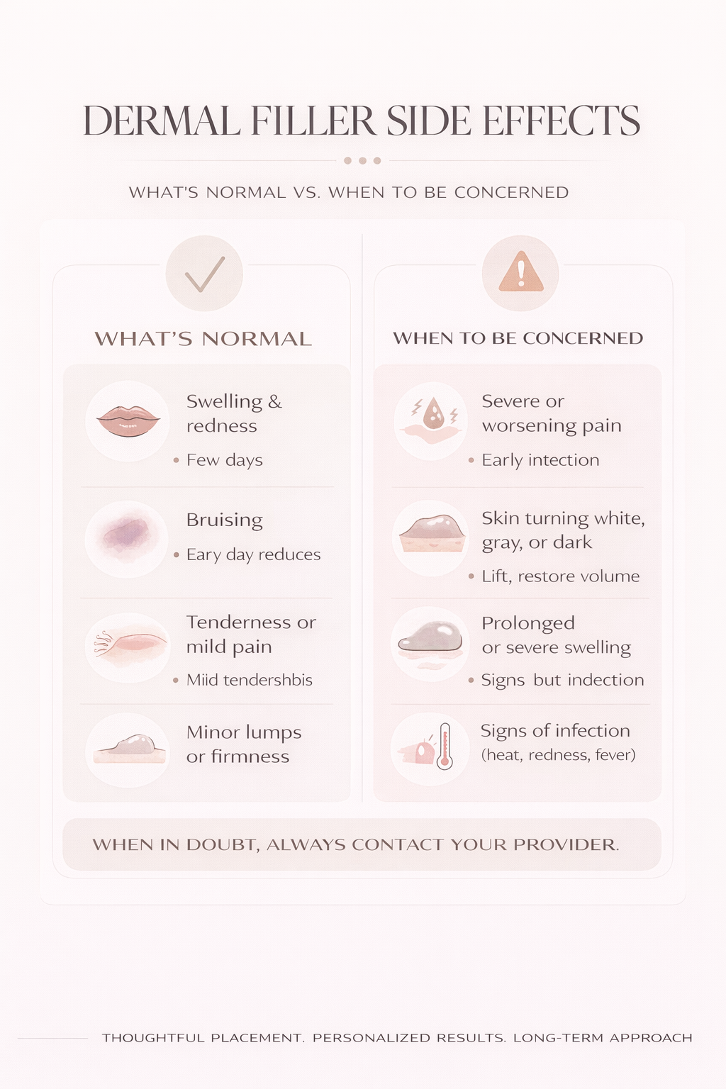 Infographic showing dermal filler side effects