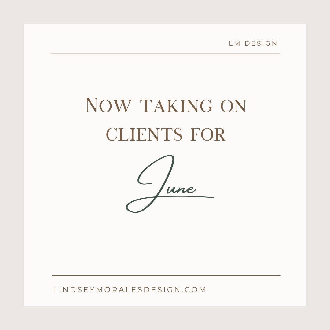 June will be here before you know it! I am wrapping up my May projects soon and am able to take on a few more web clients as summer approaches. ⁠
⁠
Not sure if you are ready to commit yet? Email me directly at info@lindseymoralesdesign.com to talk th