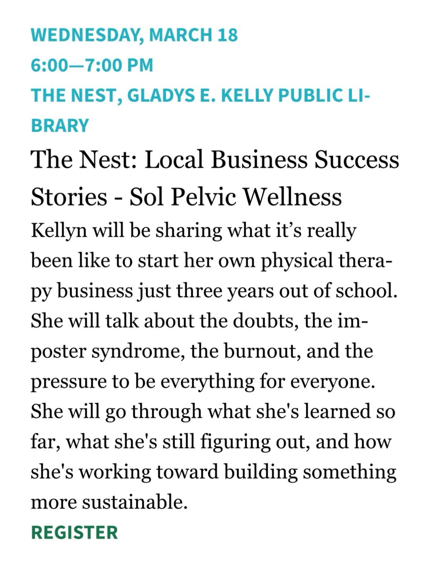 Exciting news!!! I am giving a talk at the @websterpubliclibrary on March 18th 🎉🎉 Come join to learn more about the process of growing SoL and the struggles (and there are a lot!) as a young business owner! I would love to have you there 🤍 

Link 