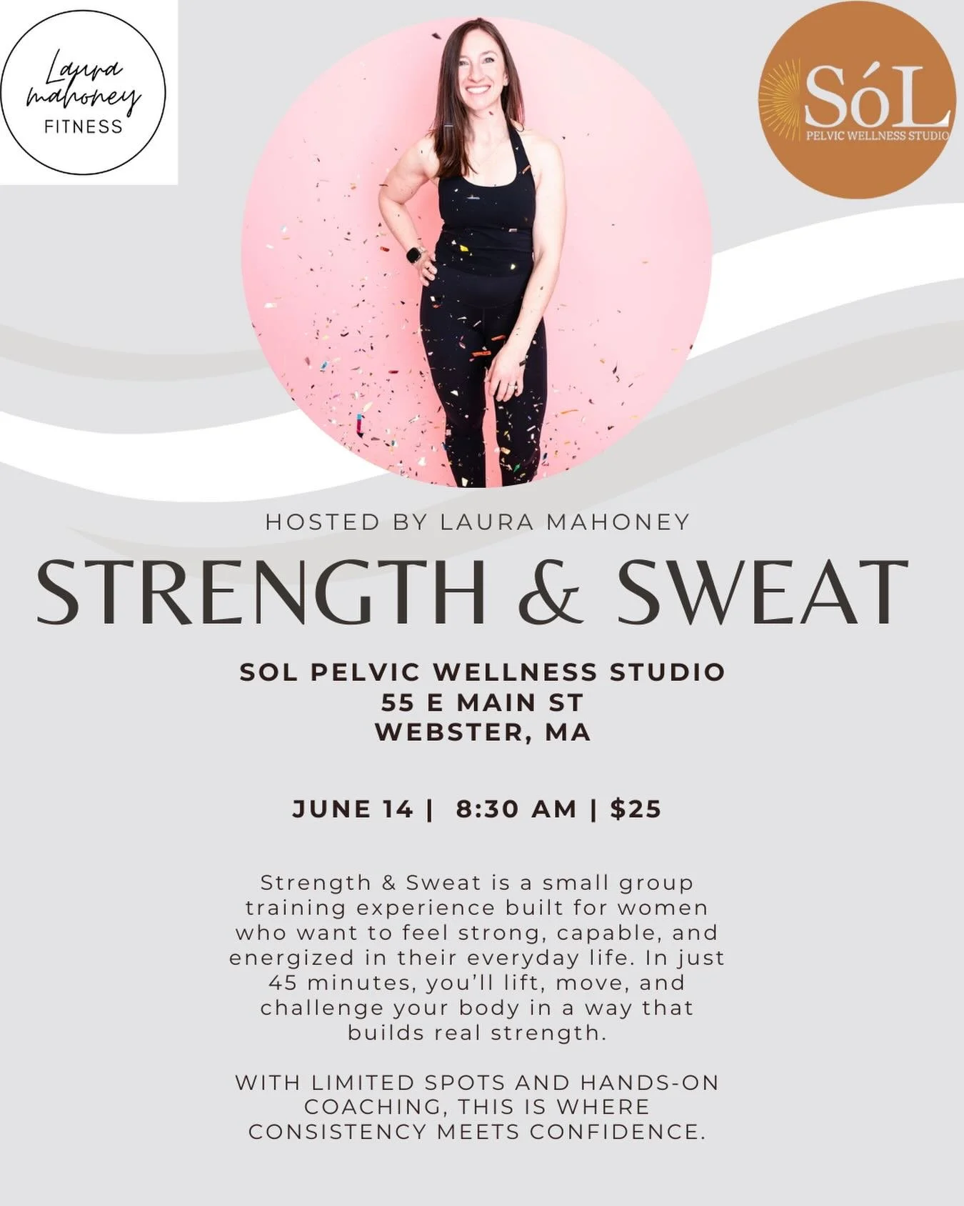 JOIN @lauramahoneyfitness AT S&oacute;L FOR A 45 STRENGTH CLASS JUNE 14th 🎉🏋️ 

Space is limited so click the link in our bio to sign up!