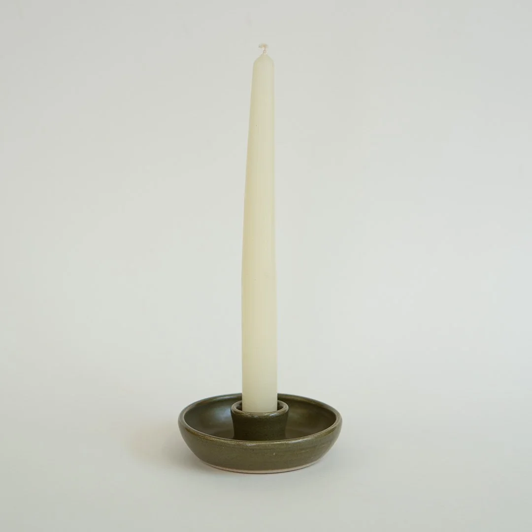 Satin Green Candle Holder