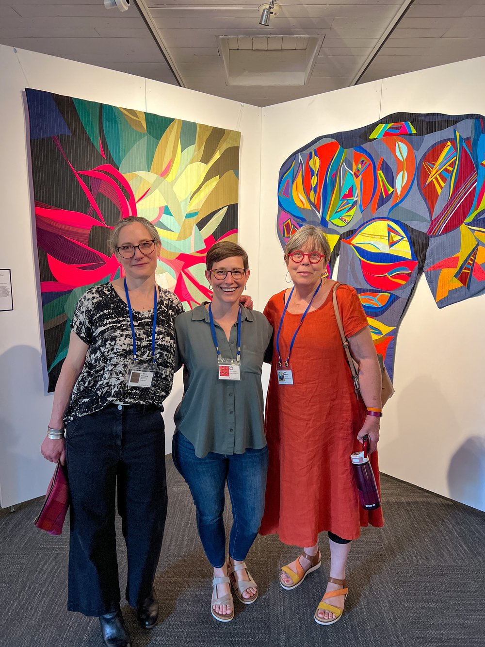 Carson Converse, Kelly Spell, and Irene Roderick at Quilt National 2023