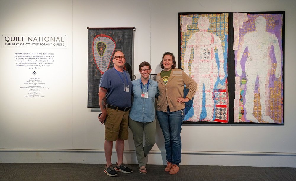Theodore Maringer, Kelly Spell, and Mary Mattimoe at Quilt National 2023.