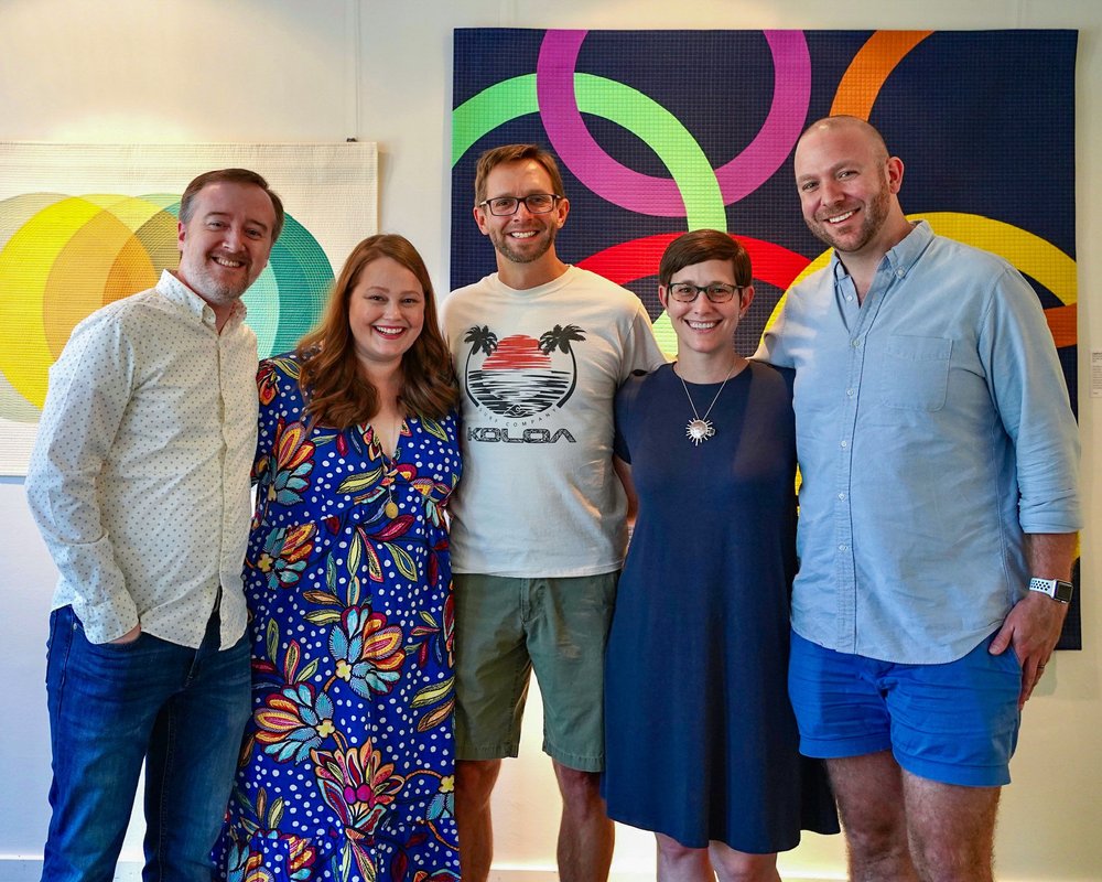 Andrew Esarey, Audrey Esarey, Brent Spell, Kelly Spell, and Tighe Flanagan at the McLean Textile Gallery