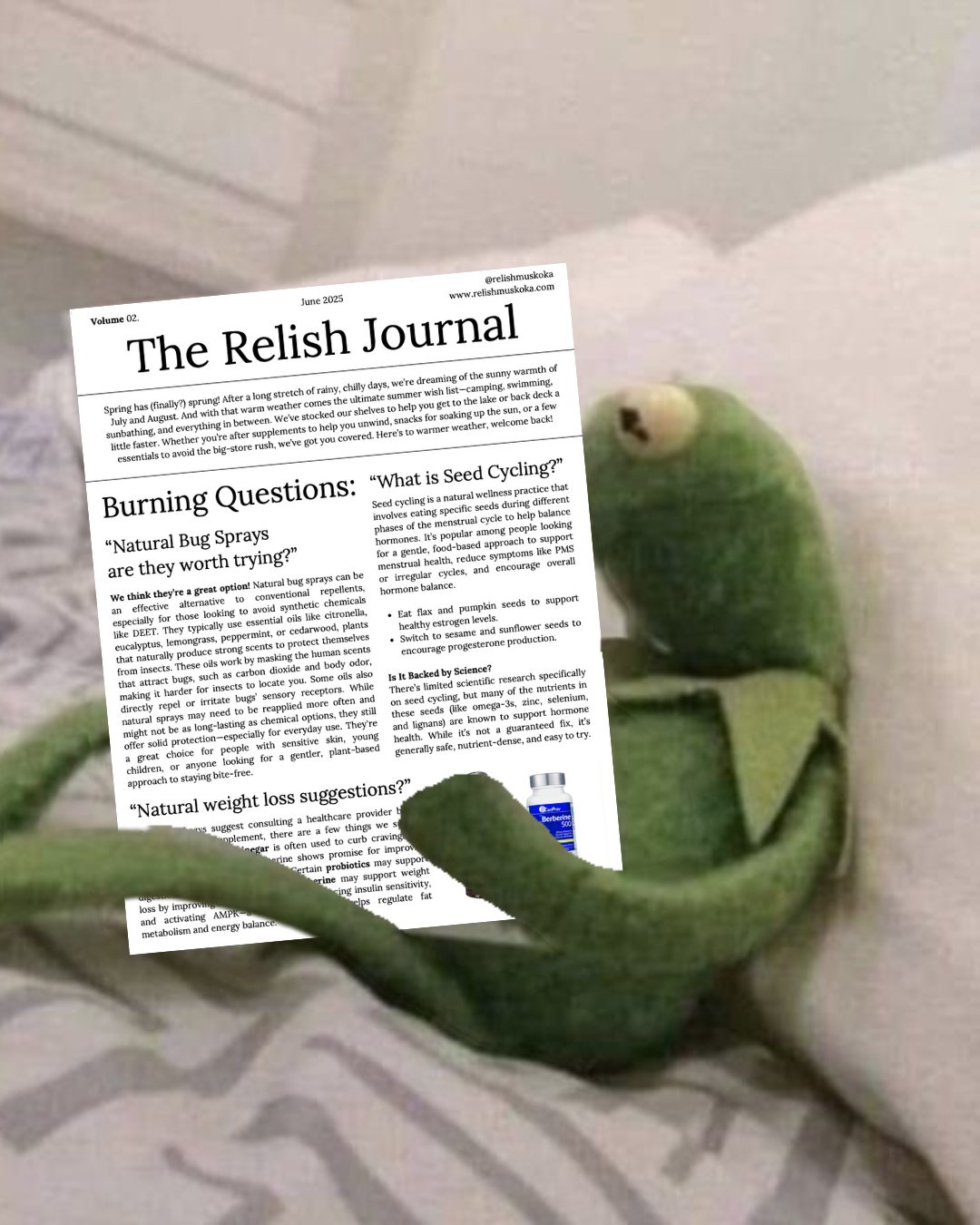 In the June edit of The Relish Journal; we're chatting seed cycling, natural bug sprays, refreshing and functional summer drinks and so much more. Find it online (link in bio) or pop by to grab a copy! ⁠
⁠
#relishmuskoka #muskokalife #relishjournal #