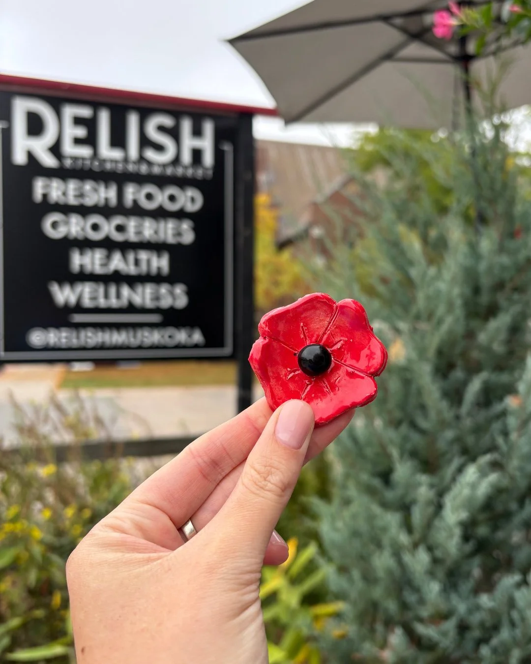 There's still time to pickup a poppy 🌺 made by the students at @gravenhursths 
#relishmuskoka #muskokalife #poppys