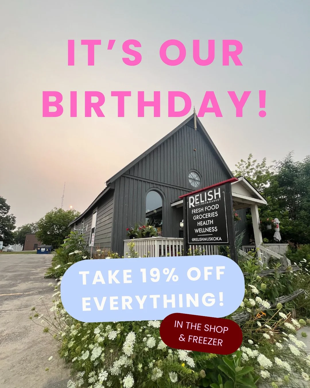 It's our 9th birthday! The whole shop is 19% OFF this Saturday, November 1st only. Come shop, say hello (and maybe wish us a happy birthday). ⁠
⁠
#relishmuskoka