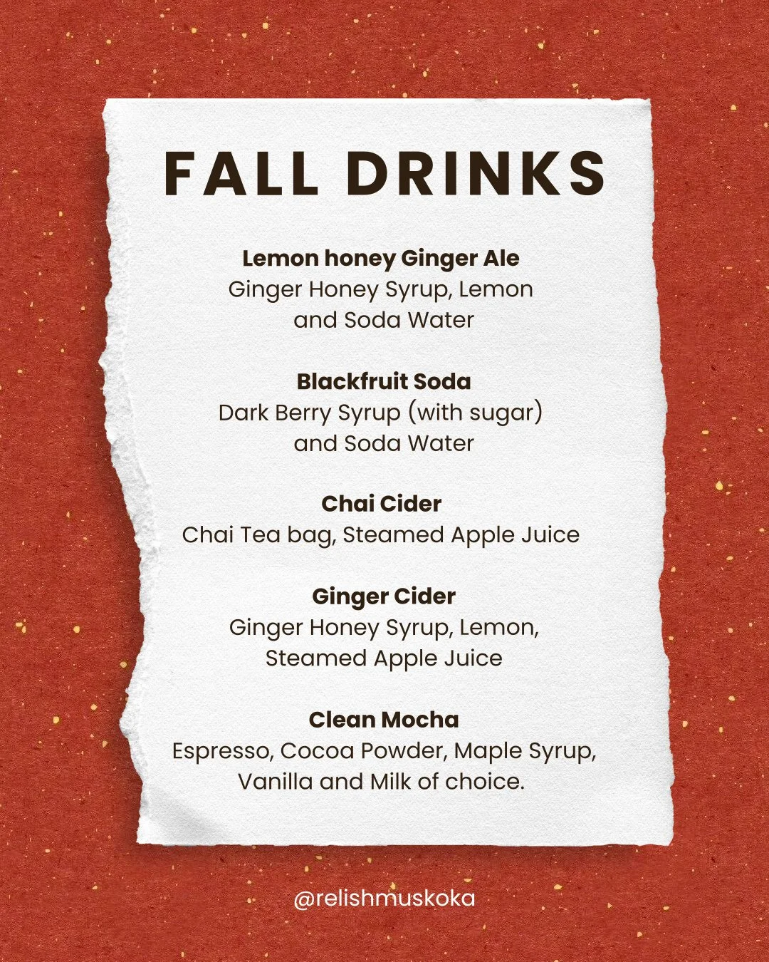 Fall feature bevs are here and ready for sipping ☕️ ⁠
⁠
#relishmuskoka