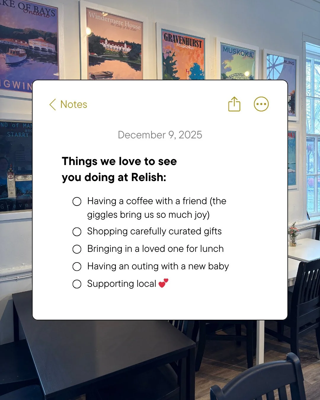 Without you there's no us ✨️ and if we listed all the things we loved, we'd have to post a list the length of the CN tower. ⁠
⁠
#relishmuskoka #sendlove #community #muskokalife
