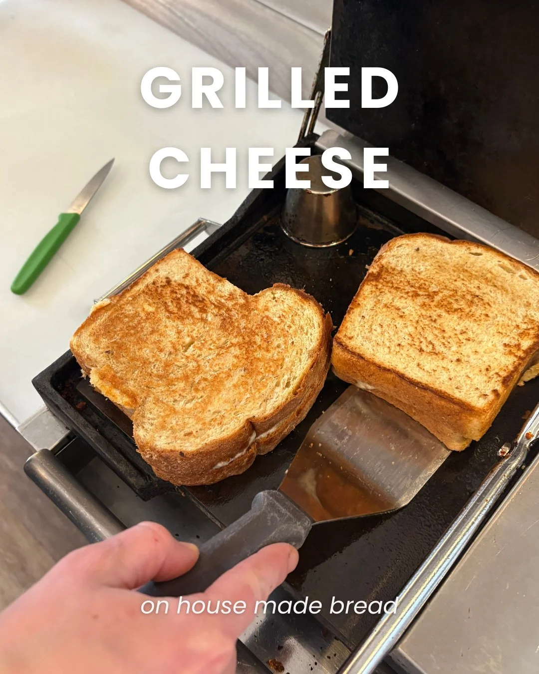 Sometimes simple is best, and when you want something comforting and esay we always recommend a grilled cheese. House made bread, cheddar and asiago. Perfection.⁠
⁠
#relishmuskoka #simpleisbest