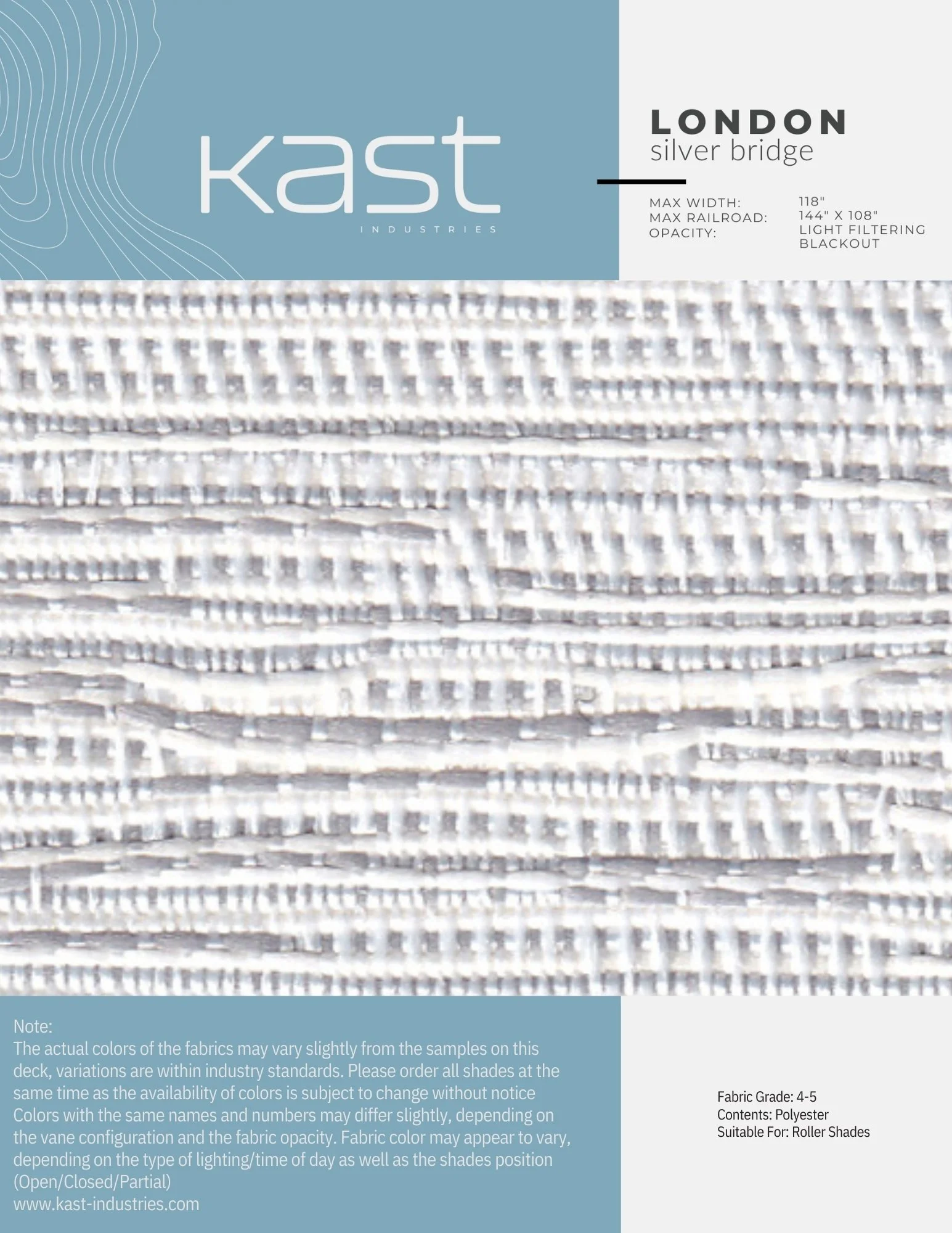 Close-up of white roller shade fabric with a textured, woven appearance.