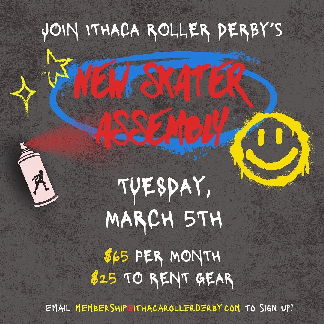 LAST DAY TO SIGN UP!!! Join us for our New Skater Assembly!

We offer an intro to derby boot camp where we take you from beginner to roller derby player 🛼💪

💥email membership@ithacarollerderby.com to get started💥

$65 to secure your spot, $25 to 