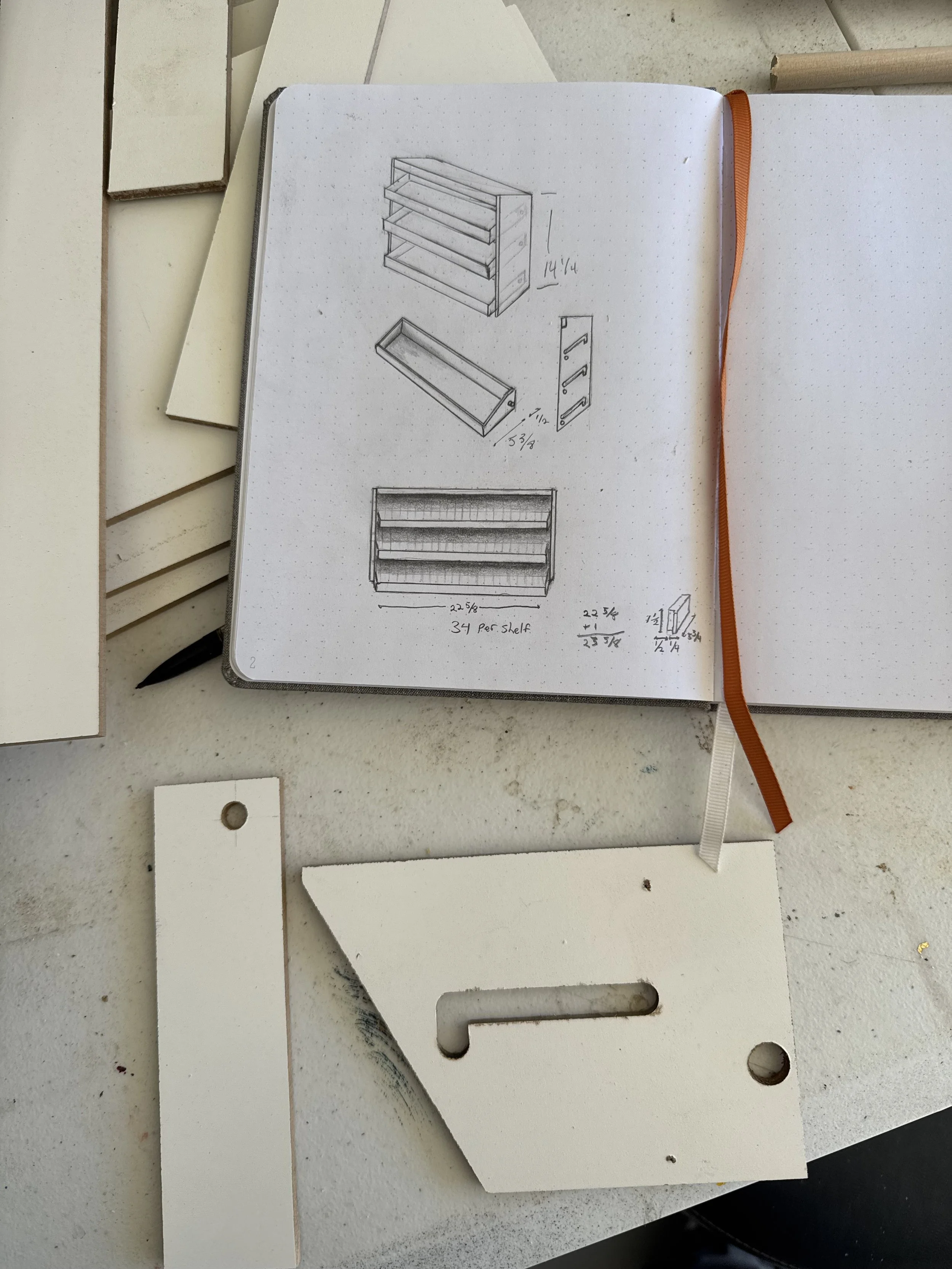 Shelf design sketch and router template