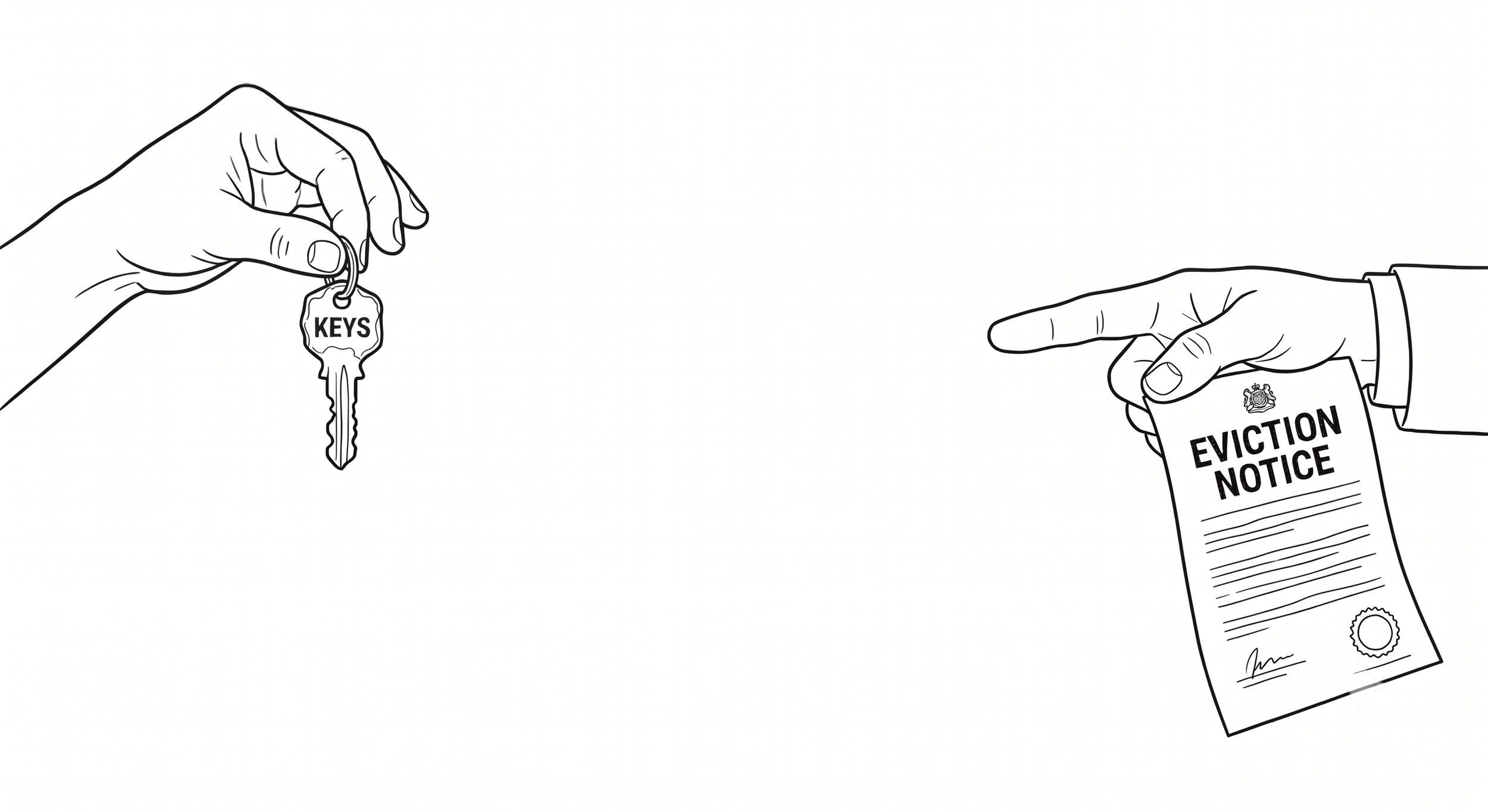 Line drawing of a hand holding a floppy disk keychain