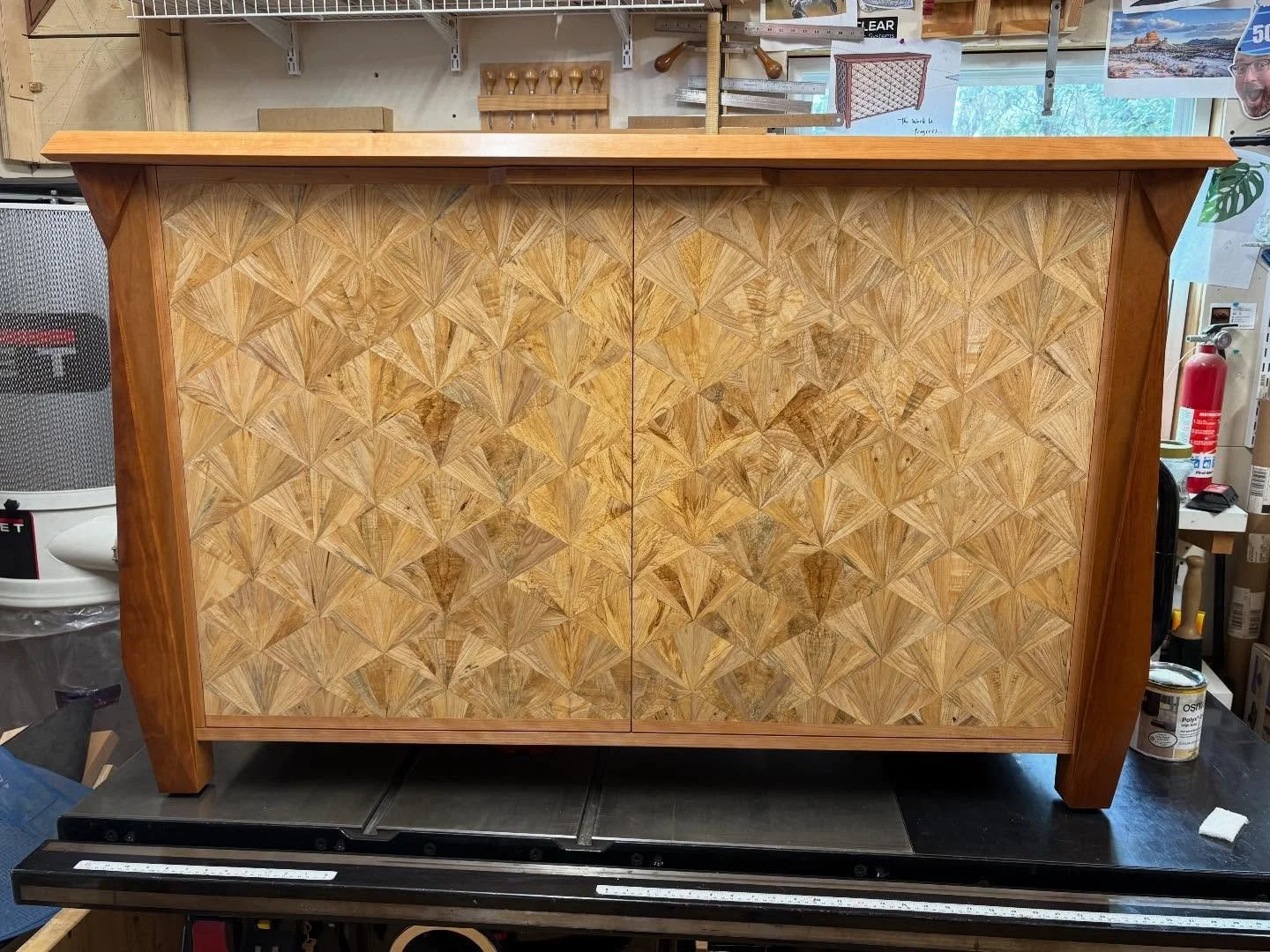 Finished. Just in time. Hell of a thing. This cabinet is headed to Austin Home Magazine&rsquo;s Form and Furnish show this weekend.  A tribute to Jean-Michel Frank and Art Deco furniture making- this baby is up for sale. @austin_home @kzblashek