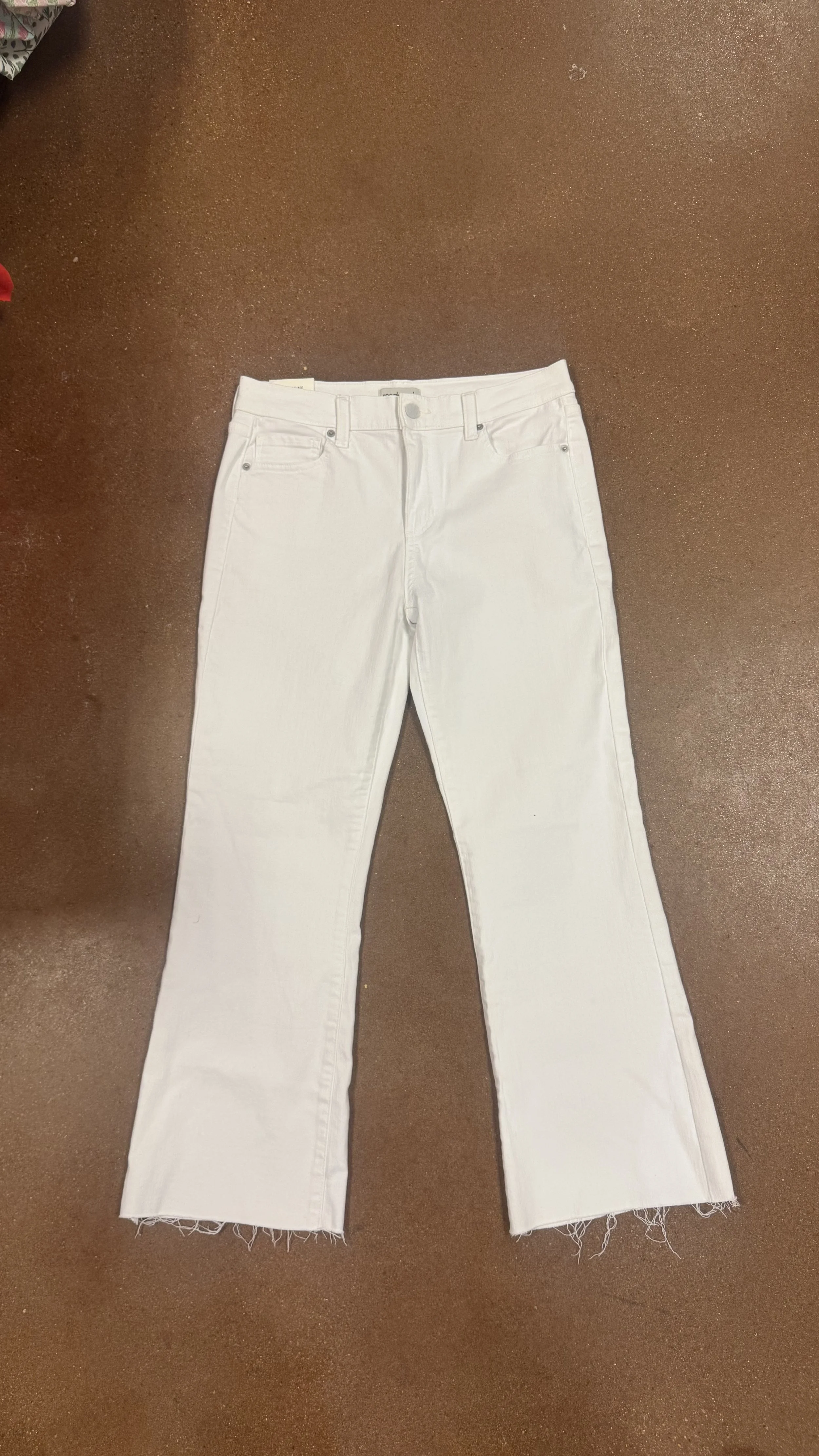 White Midrise Slim Flared Jeans