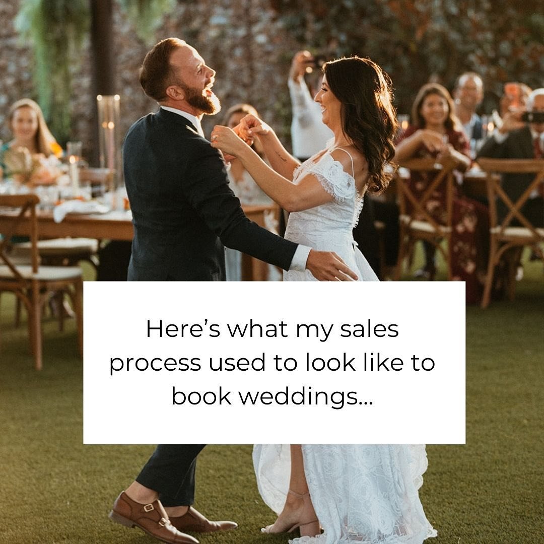 Swipe through to see how I used to book weddings (spoiler: it was inconsistent, time-consuming and not that profitable) and what changed since I learned the art of service-based sales.

My biggest shift?

Going from being an information-giver to a be