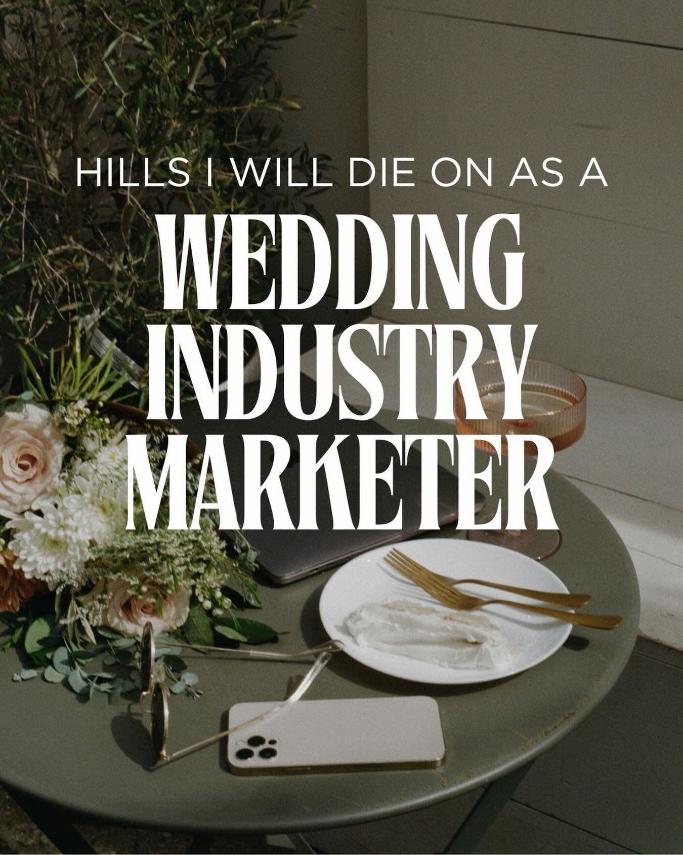 After being a wedding planner myself for over 6 years and now having worked with over 400 wedding pros to grow their businesses with ads, I&rsquo;ve developed some strong opinions. 😉

These are hills I will die on as wedding industry marketer + coac