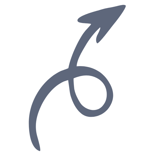 Stylized hand gesture with an arrow pointing upward and to the right.