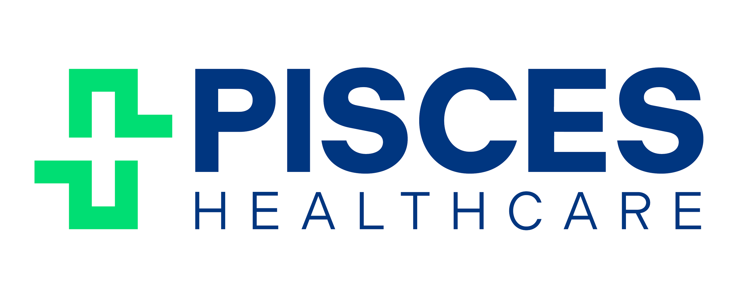 Logo of PISCES Healthcare, featuring a stylized cross and the company name