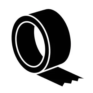 Roll of black adhesive tape with end flapping