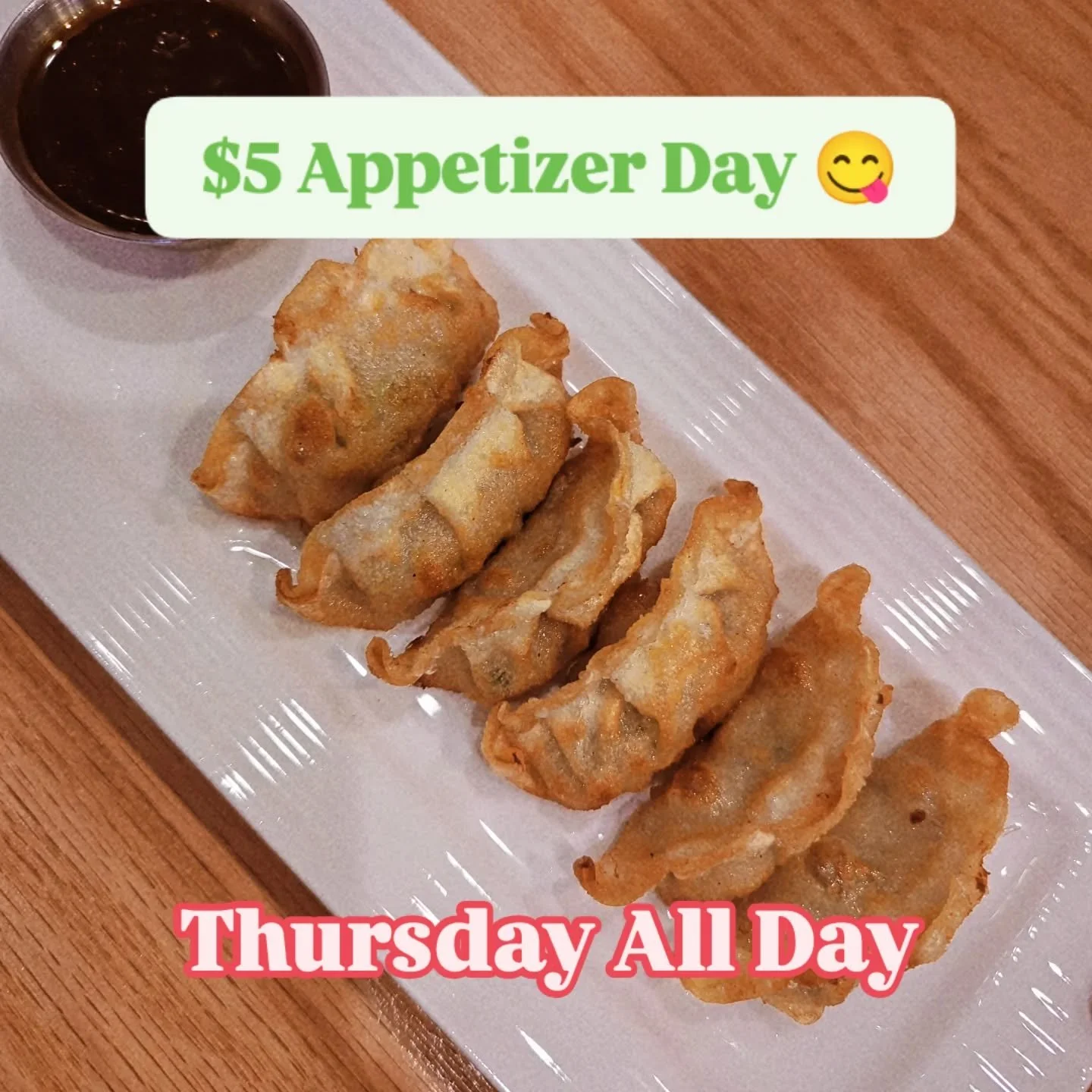 Happy Thursday!! 🐯 
Today is $5 Appetizer Day!
Perfect match with your beer 🍻&mdash; come and enjoy it with your friends and family 🧡 

#tigerramen
#appetizers #happyhour #thursday #friedgyoza #allday #dallas #tx #japanesefood #ramen