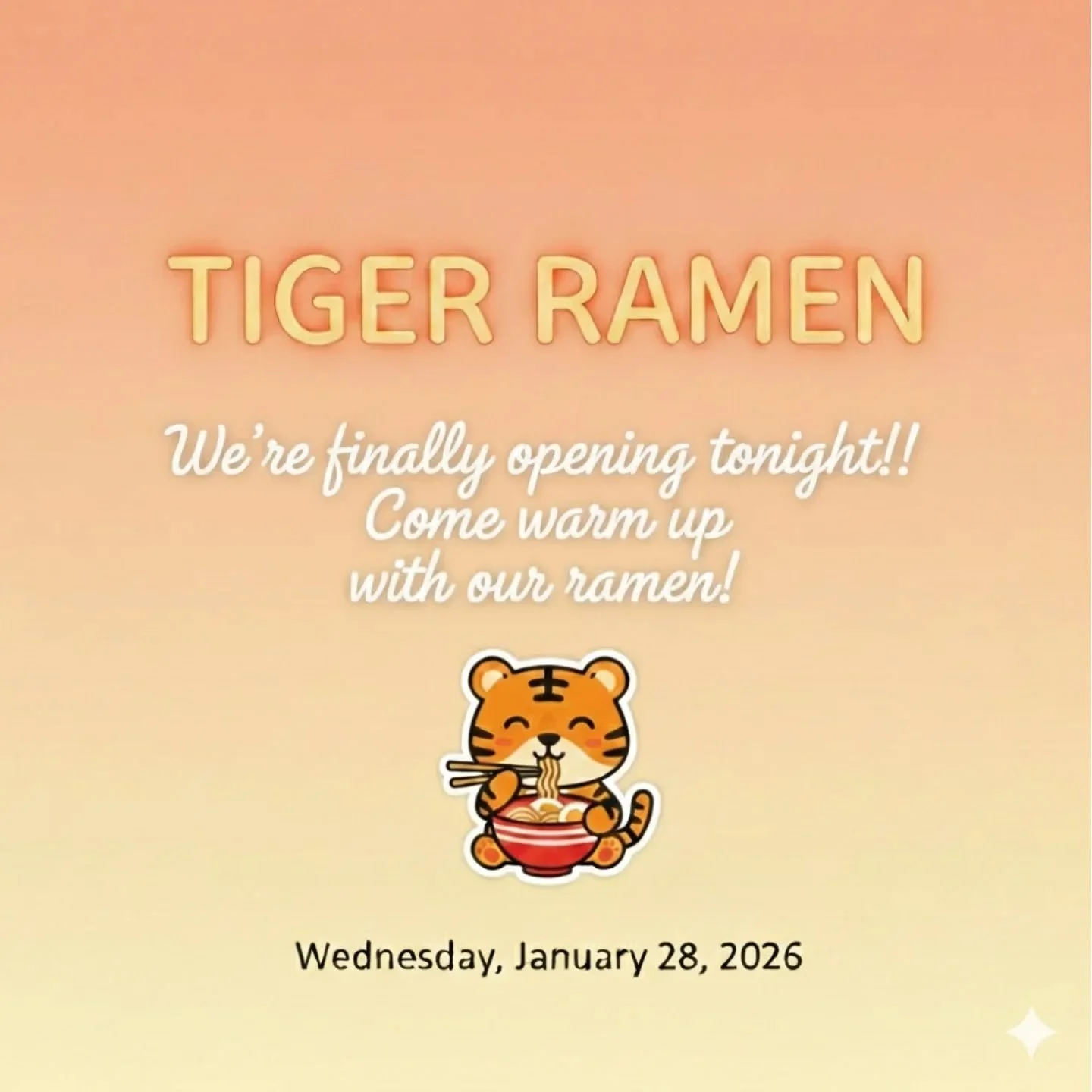 Finally back in business after the snow! Opening tonight&mdash;see you there for some hot ramen! Open at 5pm 🧡