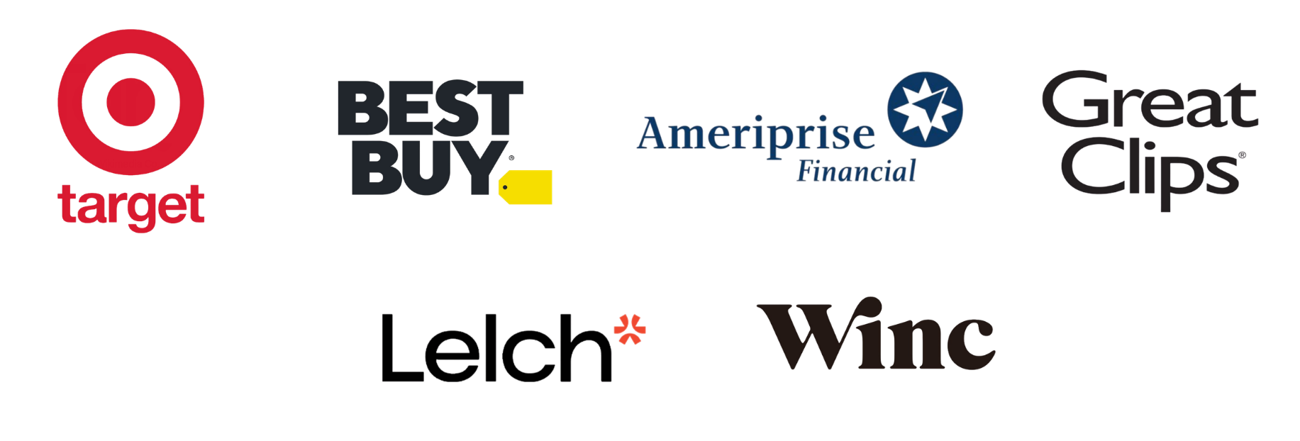 A diagram illustrating the relationship between Target and various retail companies, including Best Buy, American Eagle, Financial, and Great Clips, connected by a red arrow. The diagram also shows a black rectangle with the words 'Lechi Wmc' underneath.