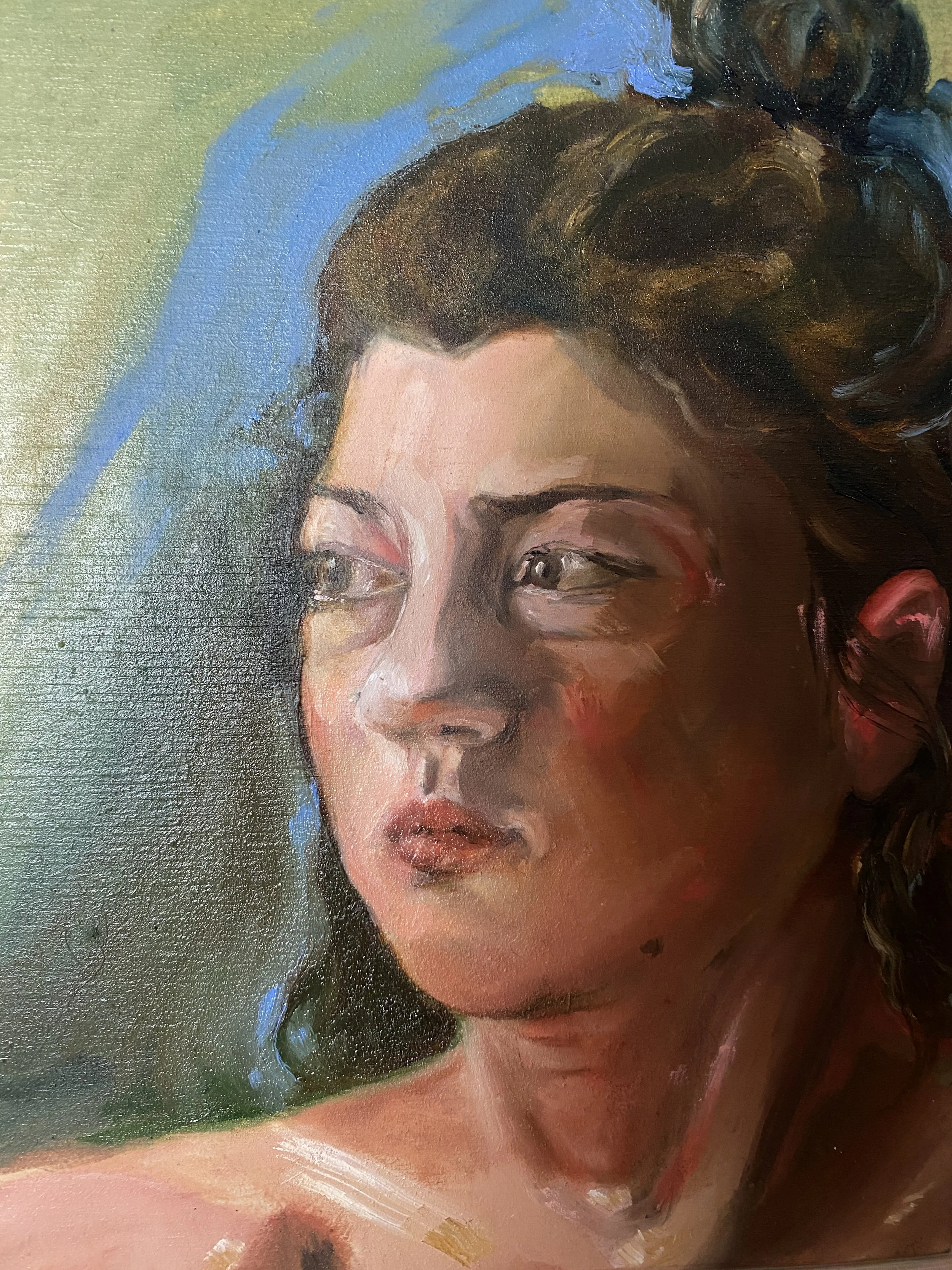 Autoportait, 8x10", Huile sur panneau, 2026, $175