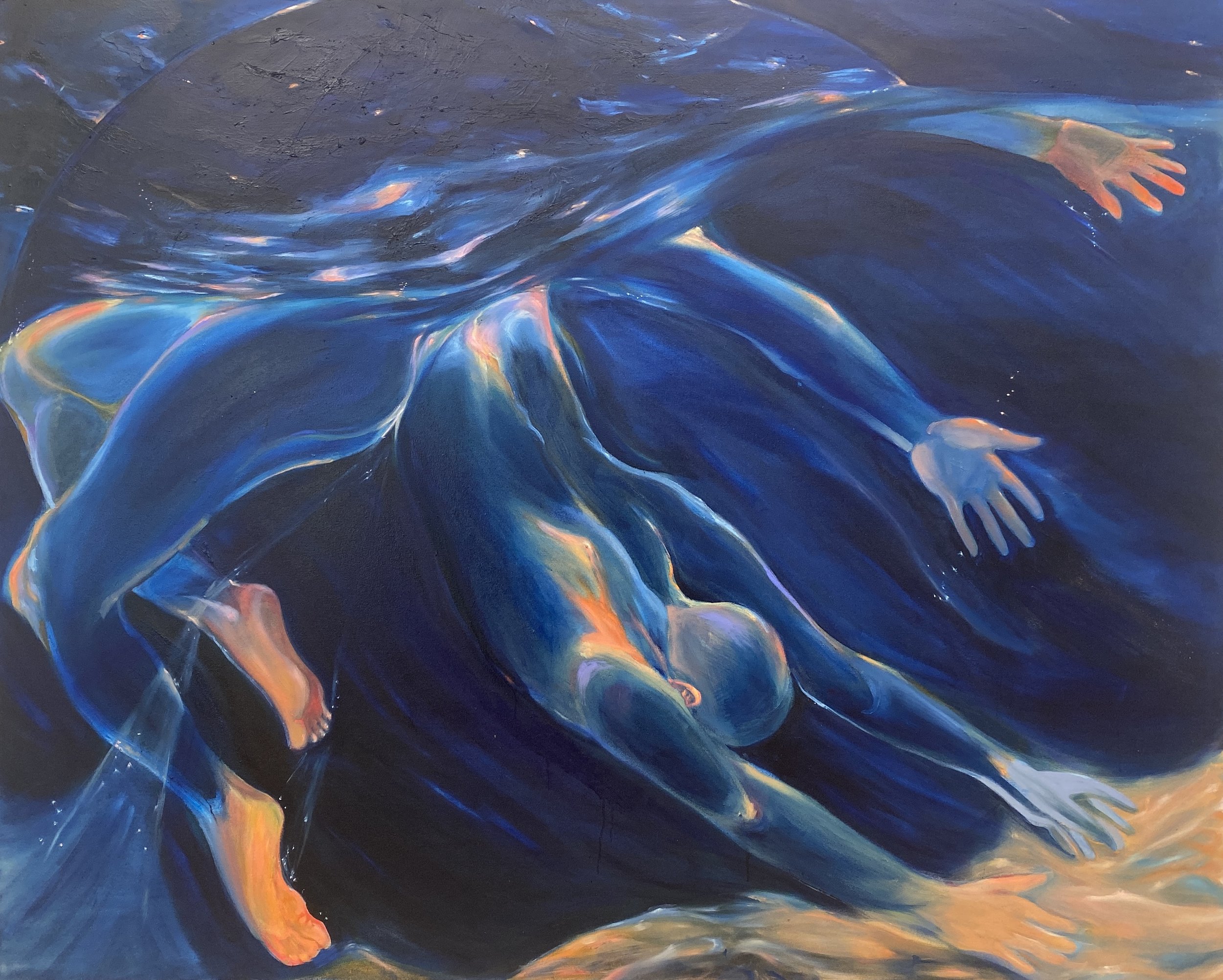 Annie and the Sea, 58x72", Oil on Canvas