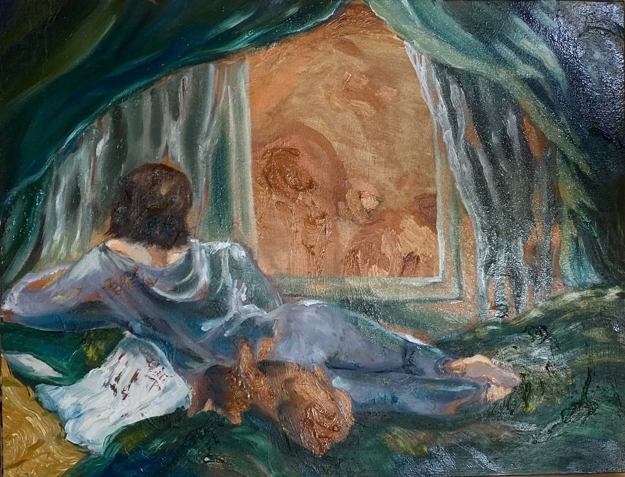 Odalisque d'Hochelaga, 11x14", Huile sur panneau, 2026, $225
