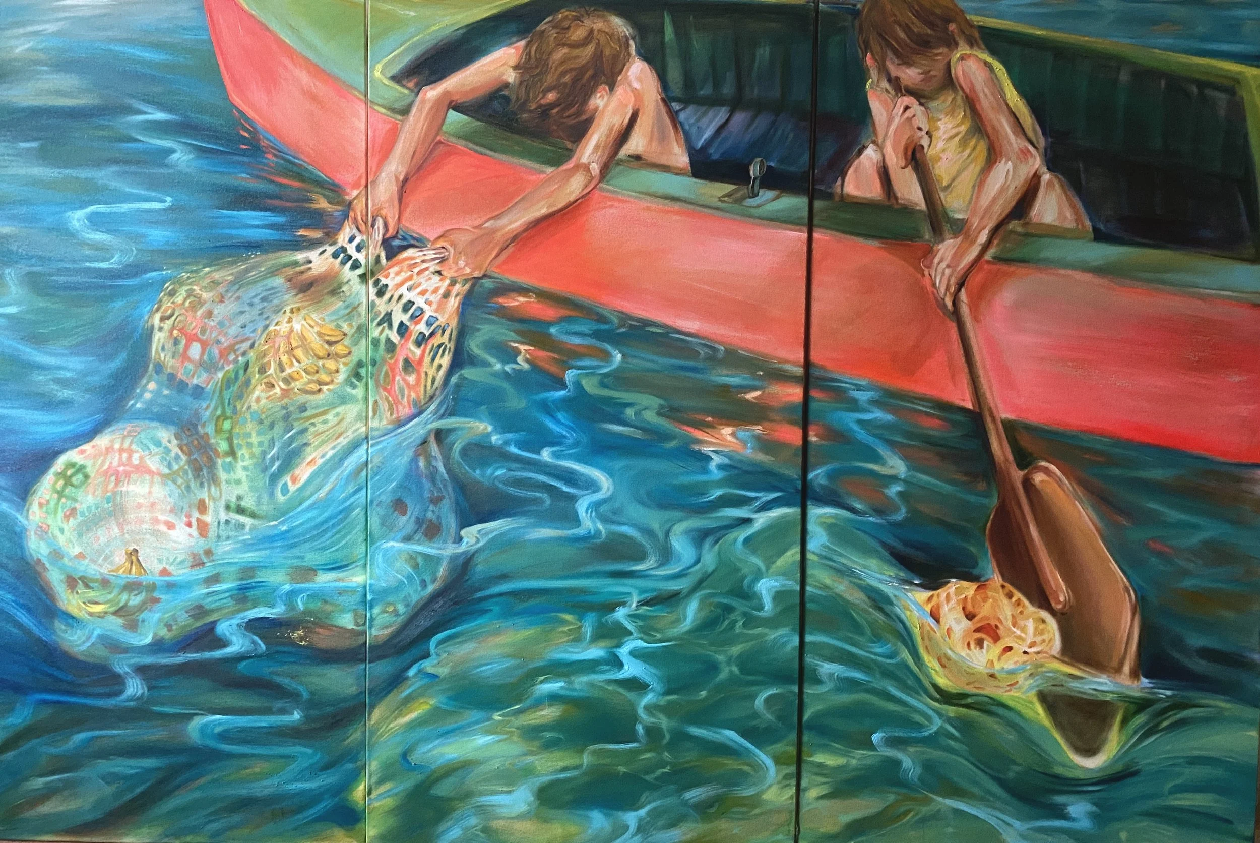 Children of the Sea, 60x90" (triptique), Huile sur toile