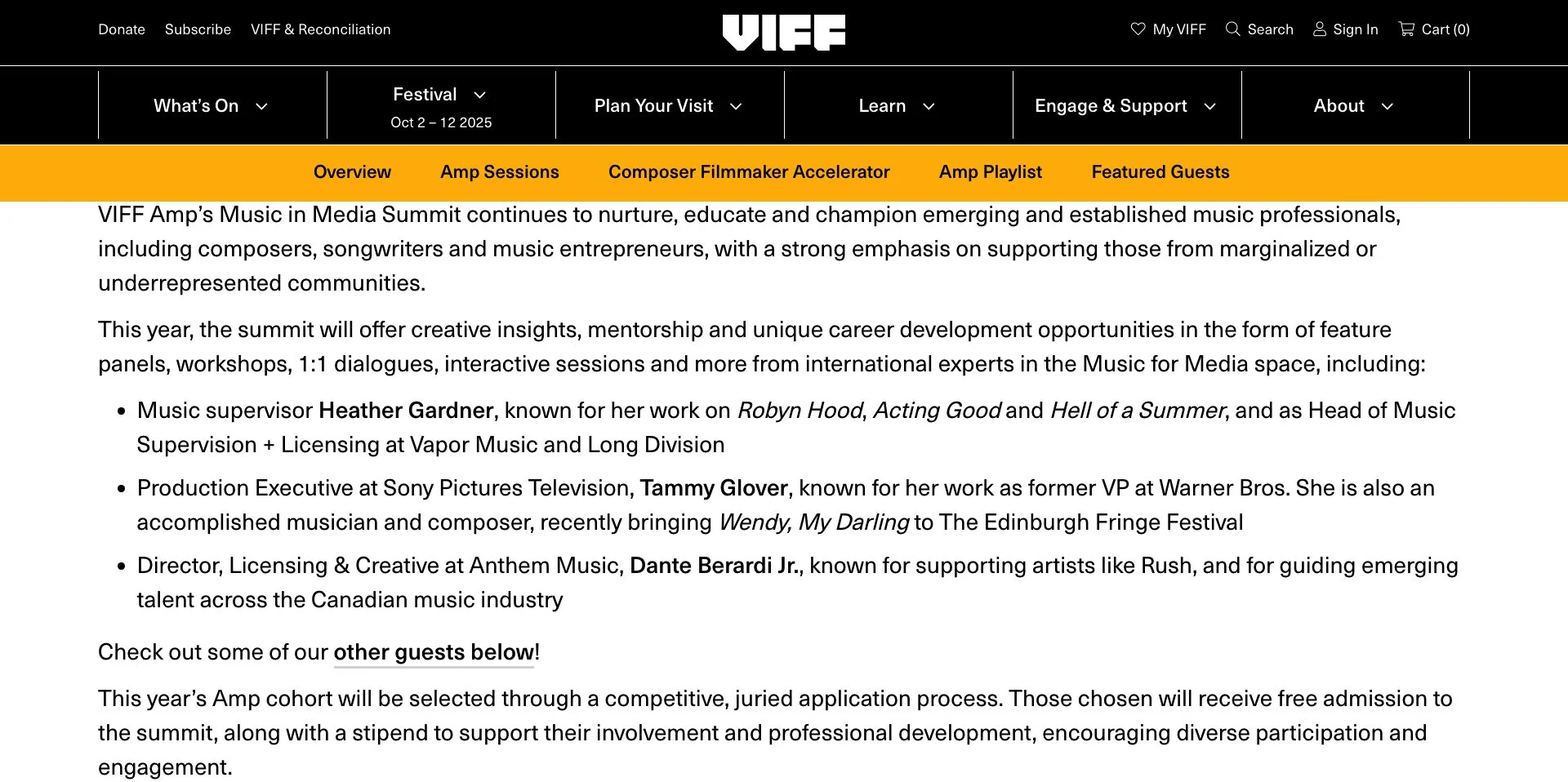 Vancouver Film Festival Amp’s Music in Media Summit