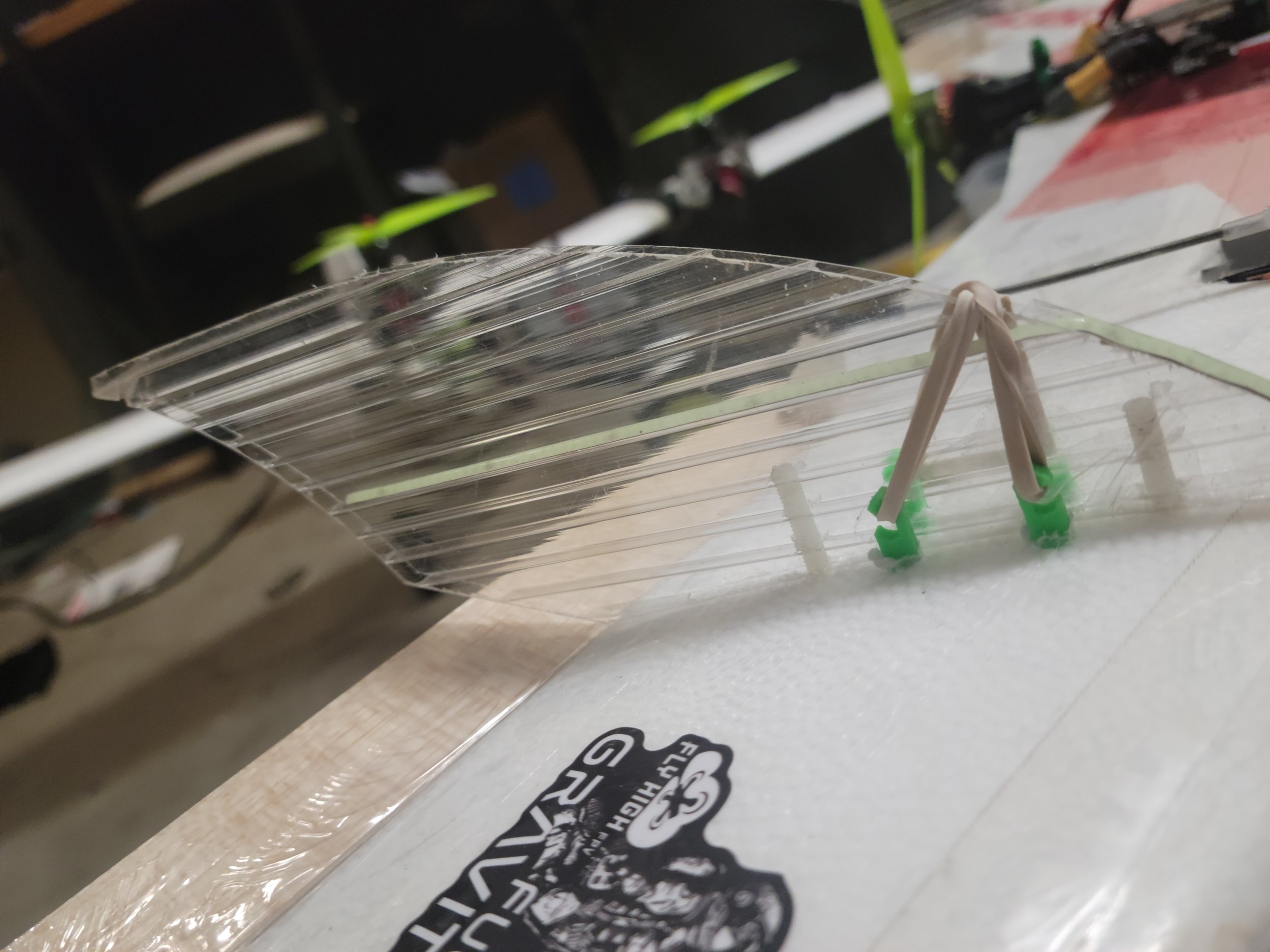 I like putting LED's on my stuff so I ran some through the vertical stabalizers. The stabilizers werent held on very well with the stock mount so I designed and 3D printed end caps with hooks to add a rubber band and keep it held down.