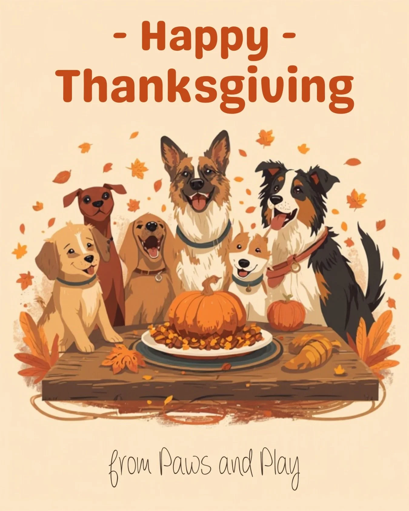 Happy Thanksgiving, Paws &amp; Play family! 🧡💛🤎
We&rsquo;re so thankful for every pup kiss, happy tail, and all the incredible humans who let us be a part of their dogs&rsquo; lives.
Your dogs make our days brighter, and YOU make this business of 