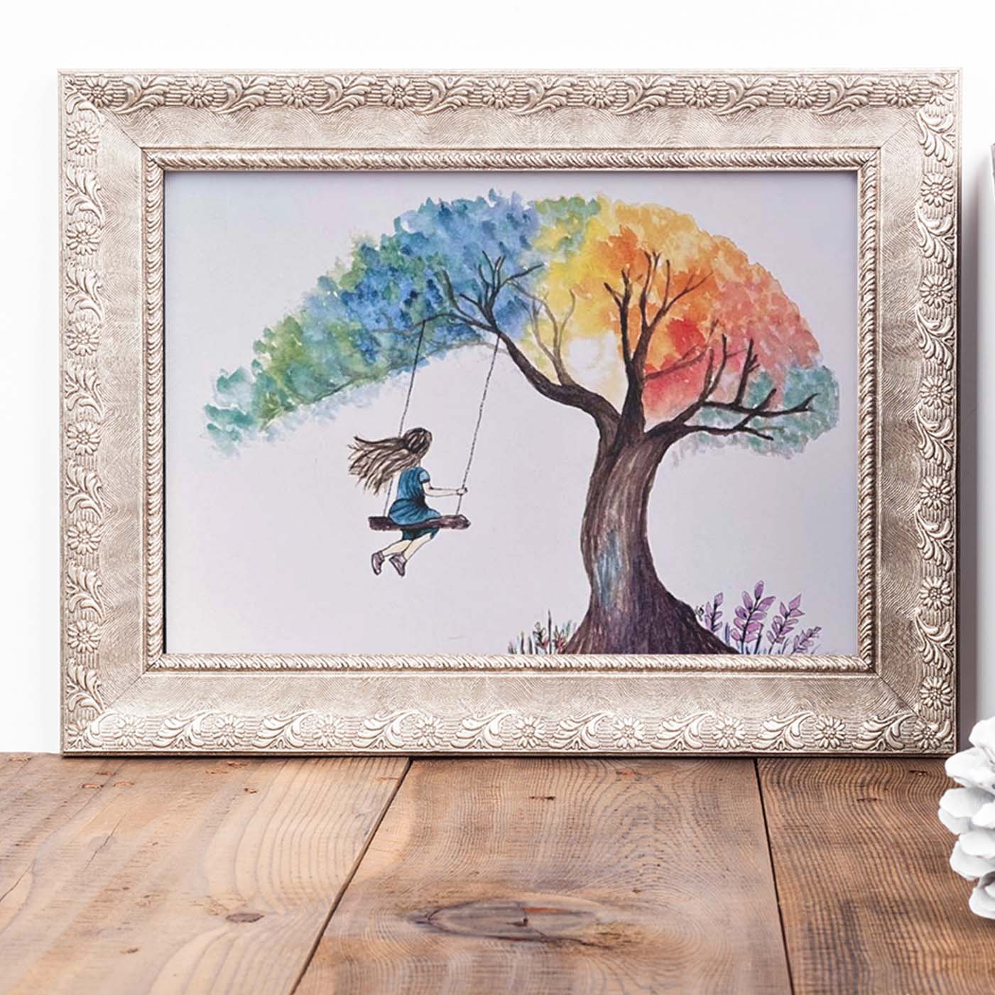 Forever Young - Original Watercolor Print by Jamie Gaylor - Mock-up example.
