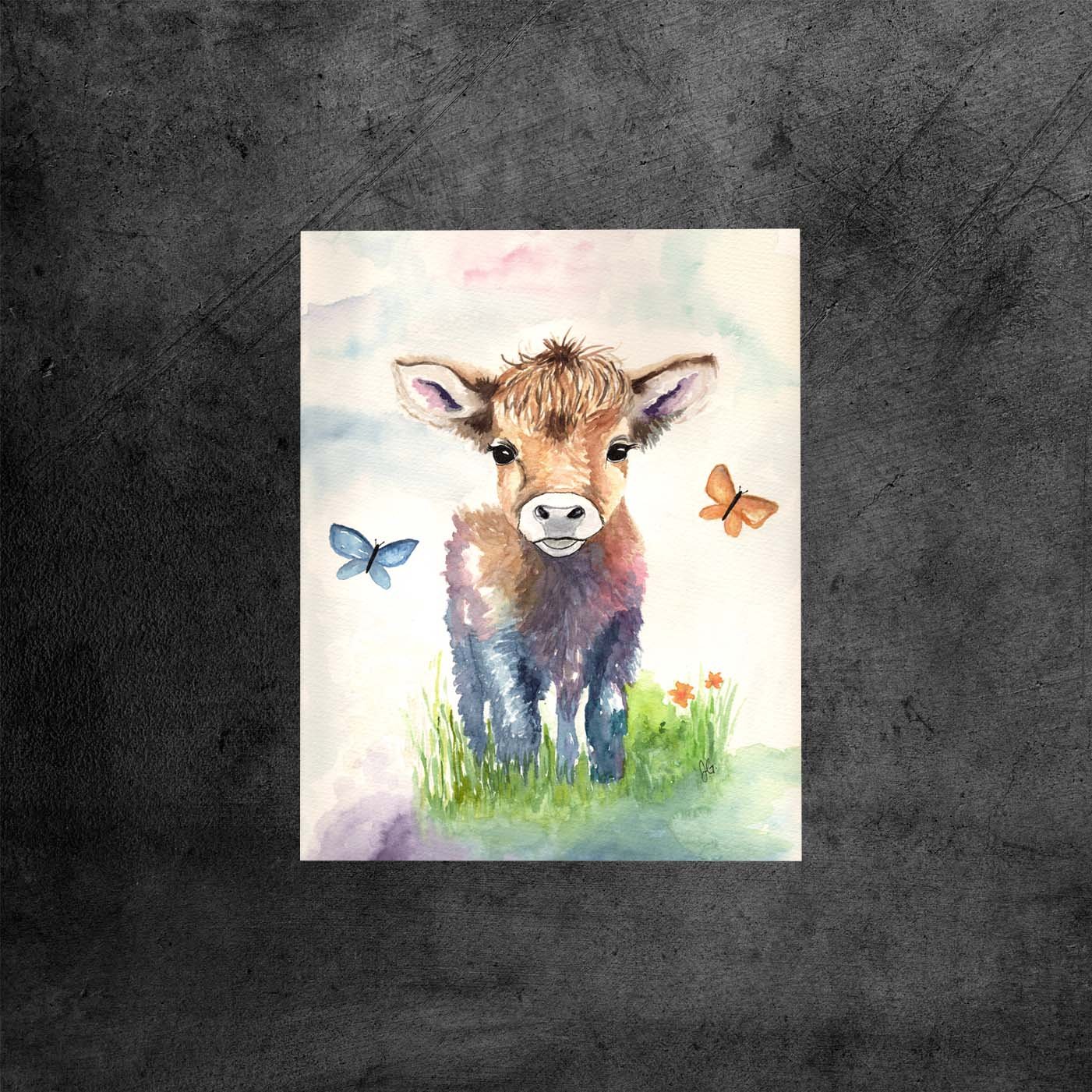 Wooly Cow - Original Watercolor Print