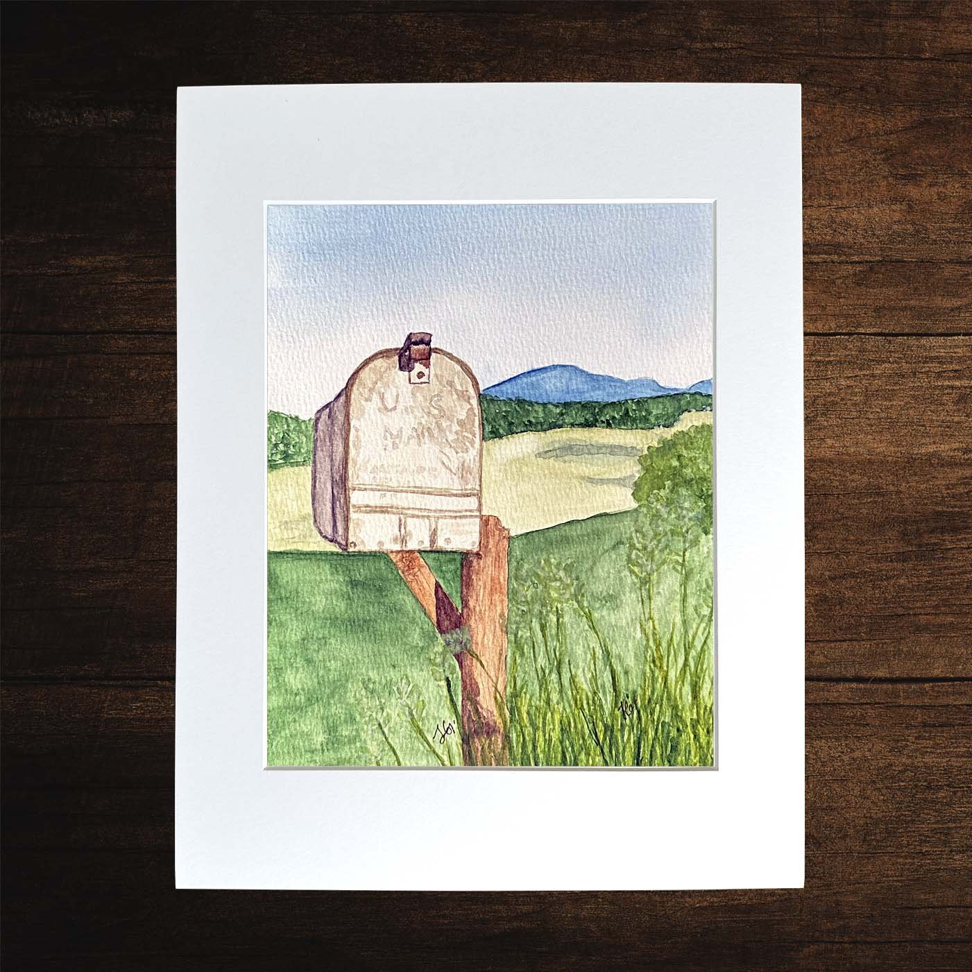 Country Mailbox - Original Watercolor print by Jamie Gaylor. White Matte.