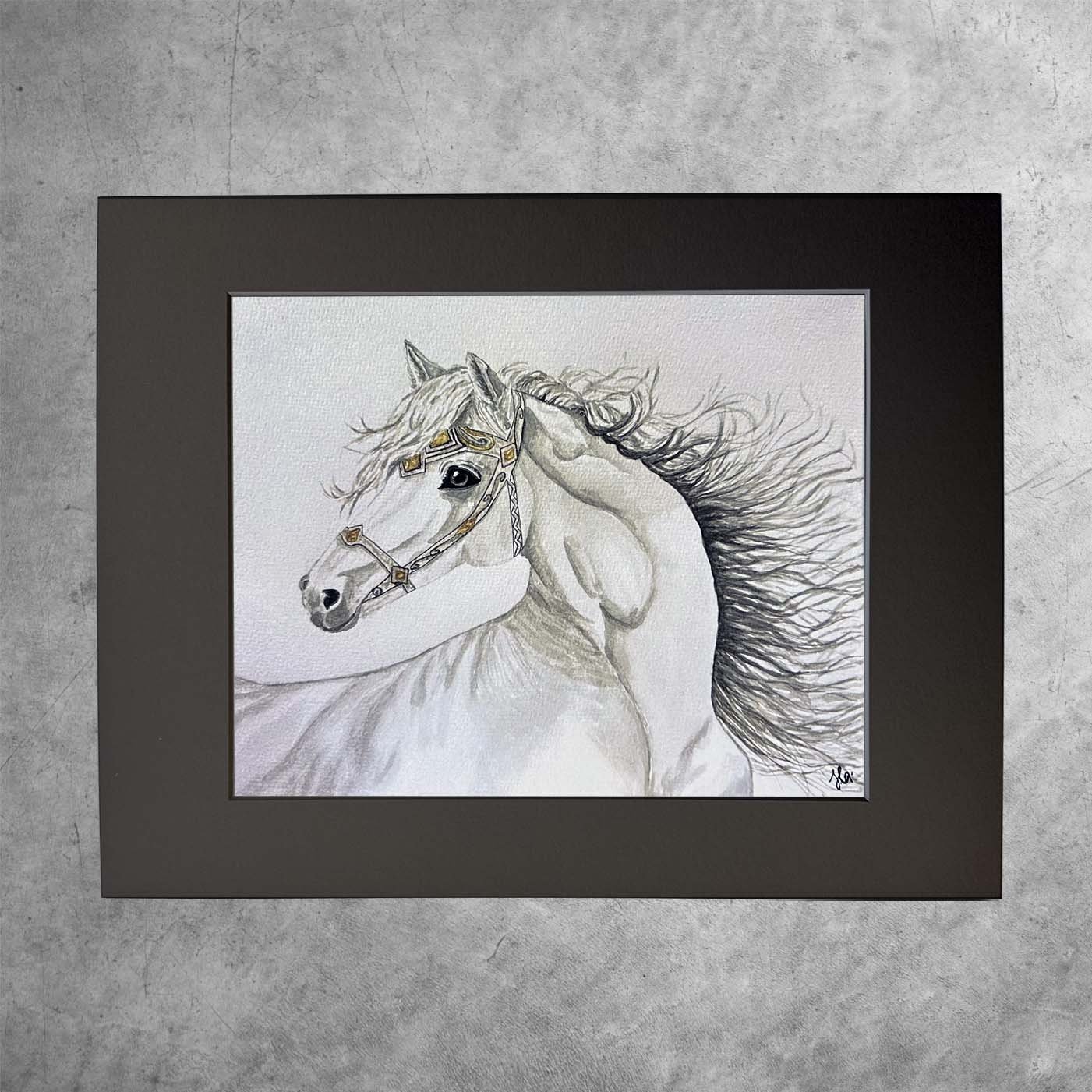 Majestic Mare - Original Watercolor print by Jamie Gaylor - Black Matte.