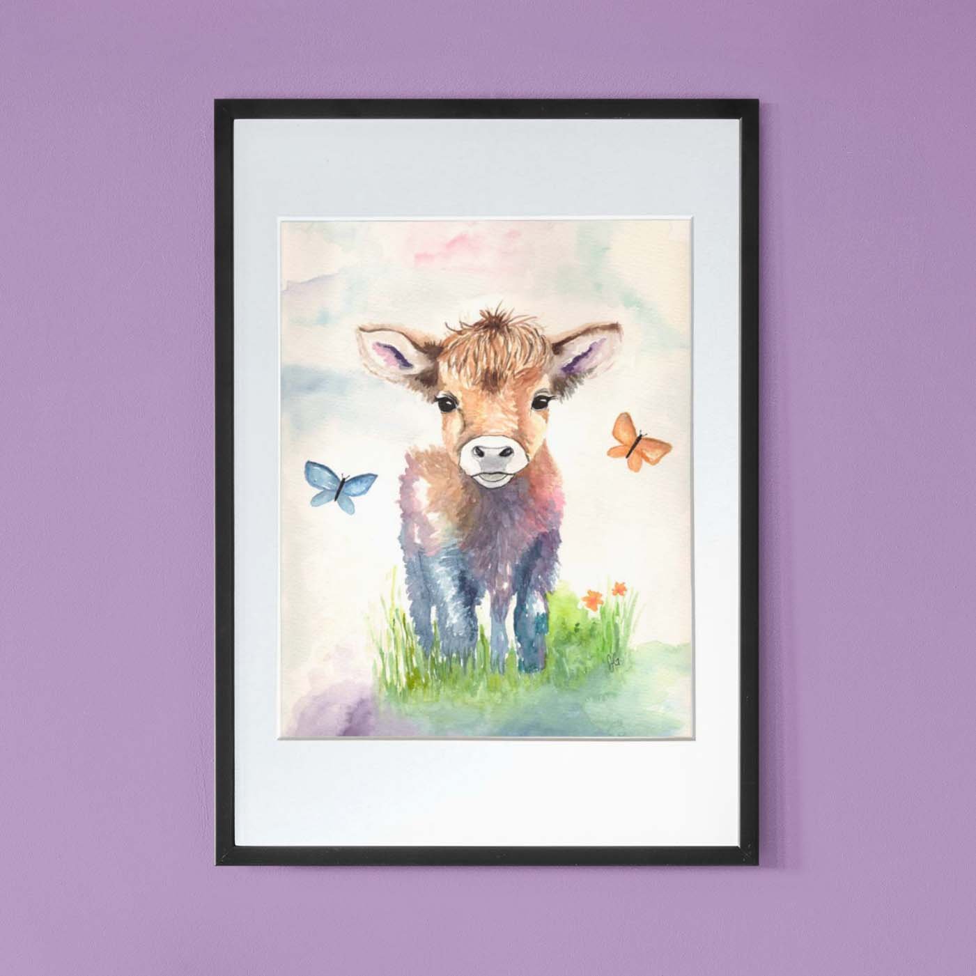 Wooly Cow - Original Watercolor Print
