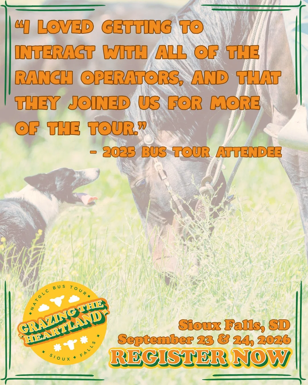 grazinglands.org/bus-tour-2026⁠
⁠
Join us for an exciting bus tour through the stunning landscapes of Sioux Falls, SD, as we explore innovative grazing techniques while journeying through three states: South Dakota, Nebraska, and Minnesota. ⁠
⁠
This 