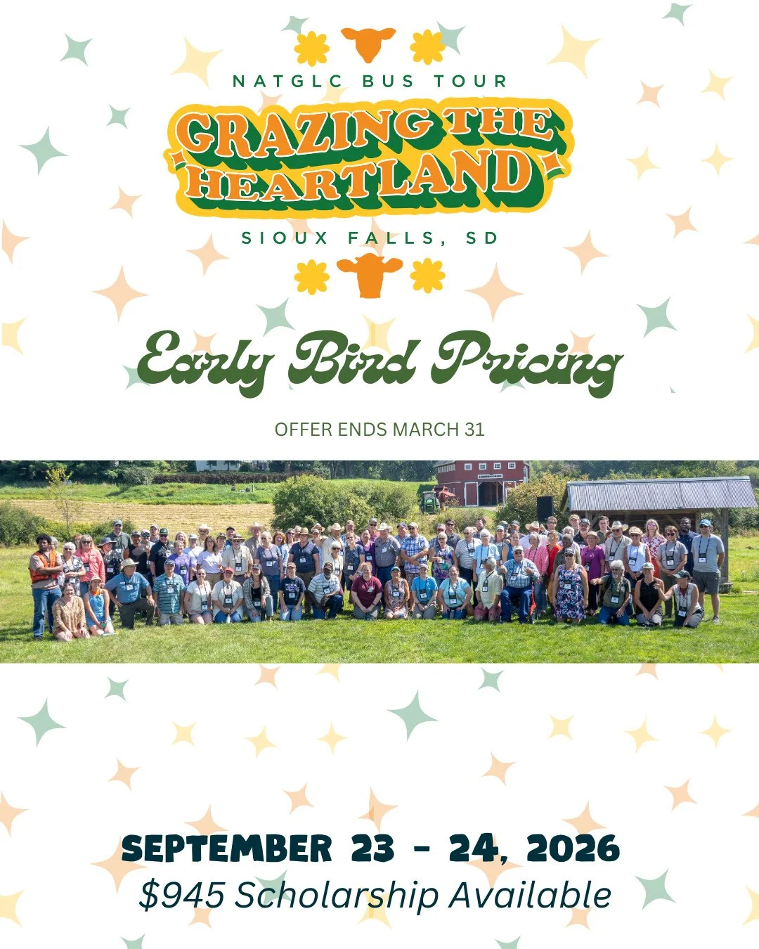 Bus Tour Tuesday | 29 Weeks to Go! ⁠
⁠
We&rsquo;re 29 weeks away from the 2026 Grazing the Heartlands Bus Tour in Sioux Falls, and early bird pricing is still available for a limited time. Join producers and land managers from across the country for 