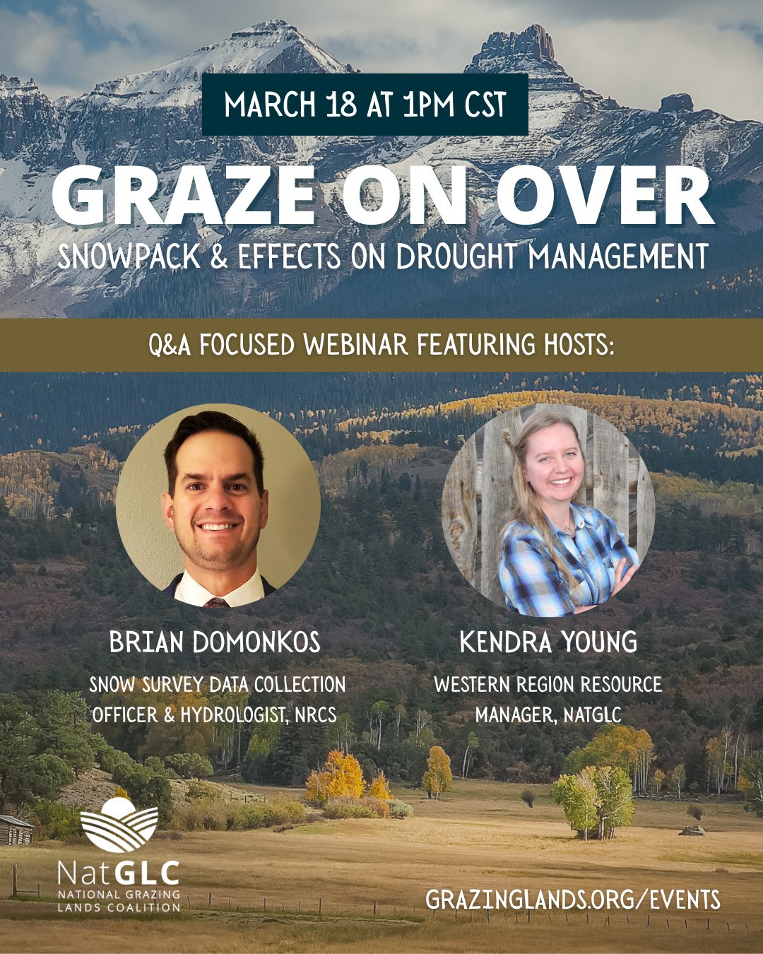 Just One Week Away! ⁠
⁠
Join us on March 18 at 1:00 PM CST with Kendra Young and Brian Domonkos as they highlight available snow survey products and resources and discuss how producers can use this information to support planning and decision-making.