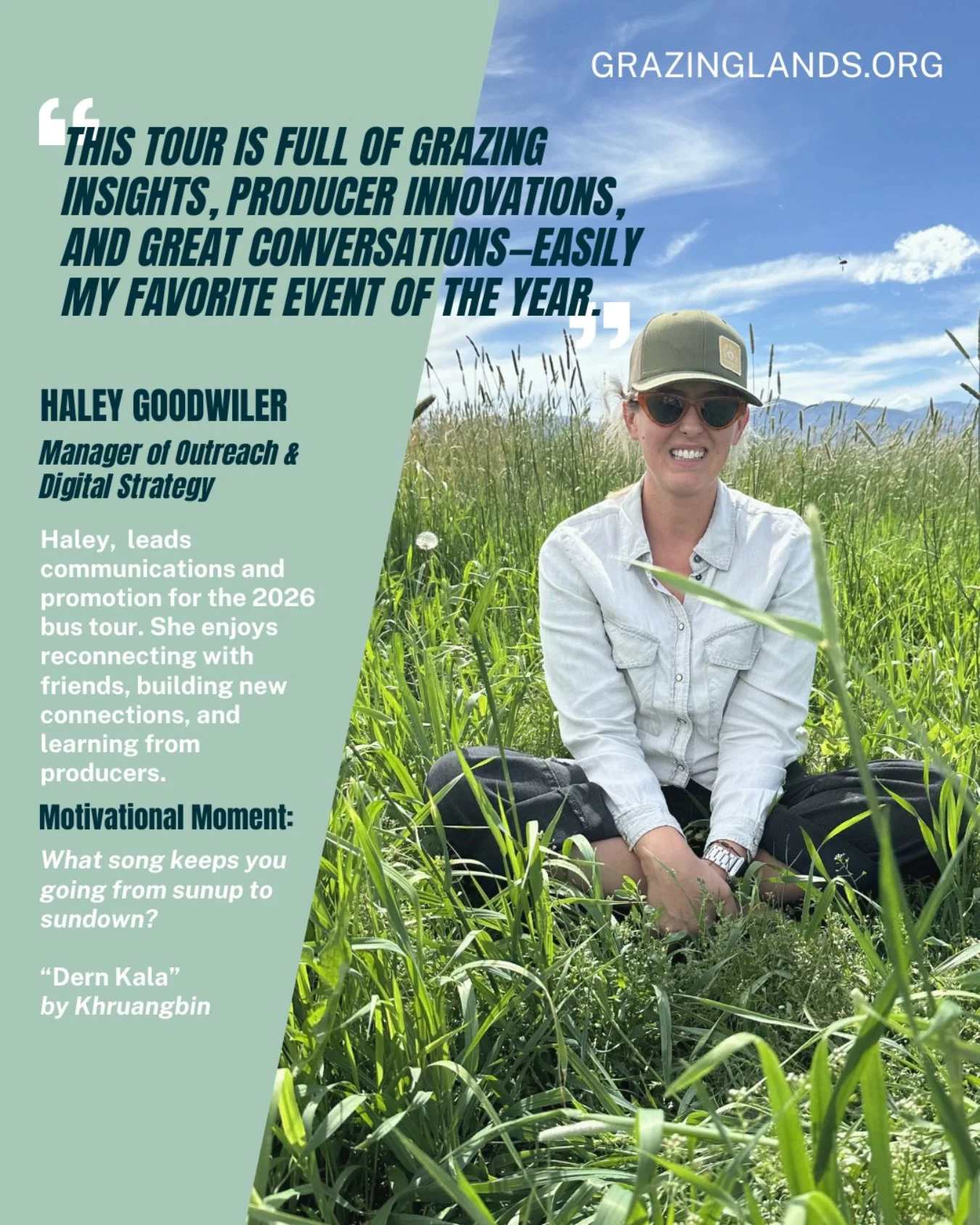 As we continue highlighting the women shaping the future of grazing this Women&rsquo;s History Month, our third feature spotlights Haley Goodwiler, Outreach &amp; Digital Strategy Manager at NatGLC and a member of the Grazing the Heartland bus tour t